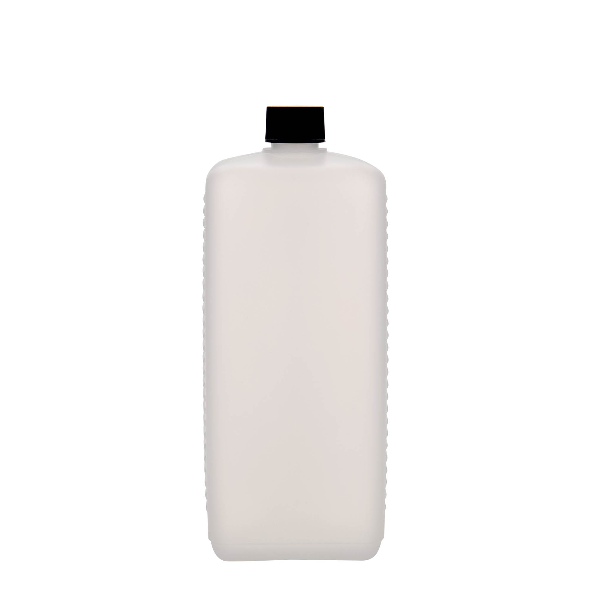 1.000 ml garrafa de bidão, retangular, plástico HDPE, natural, bocal: DIN 25 EPE