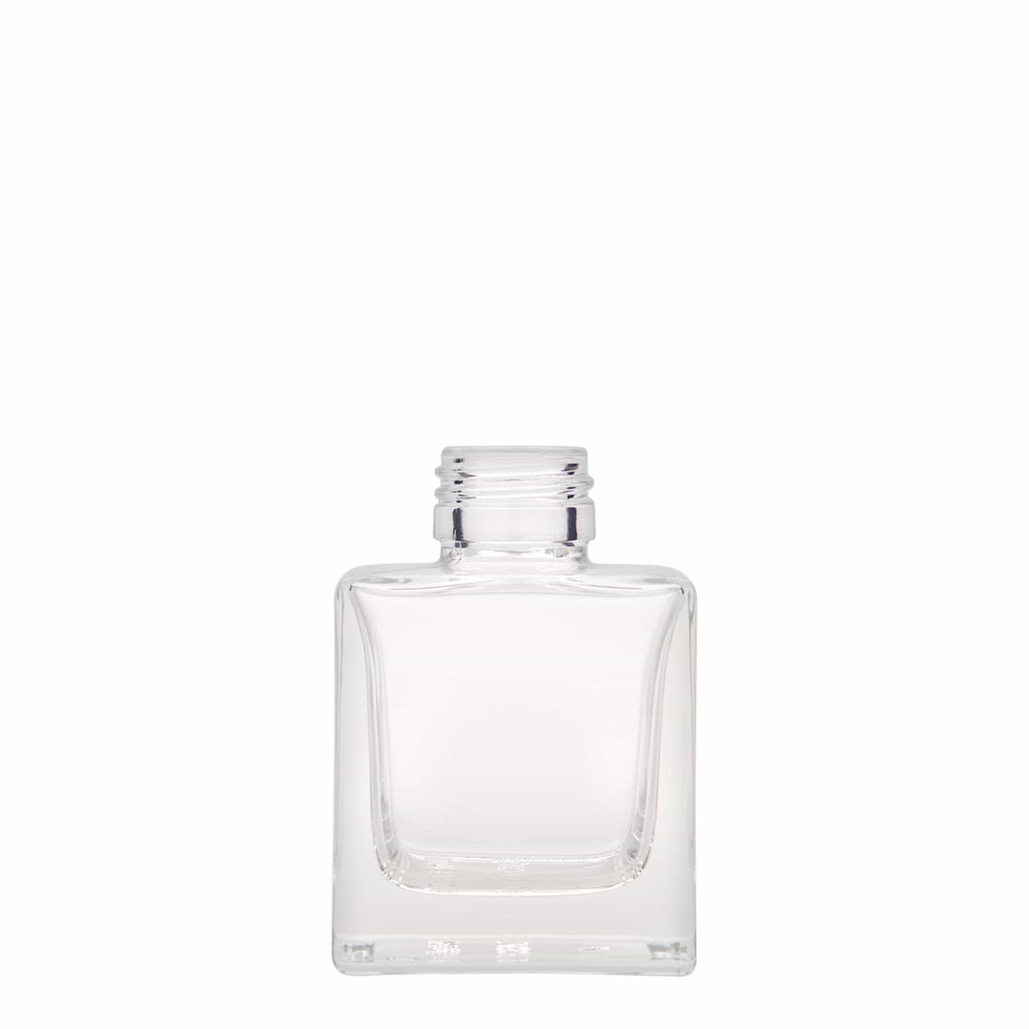 Frasco de vidro de 100 ml 'Cube', quadrado, boca: PP 28