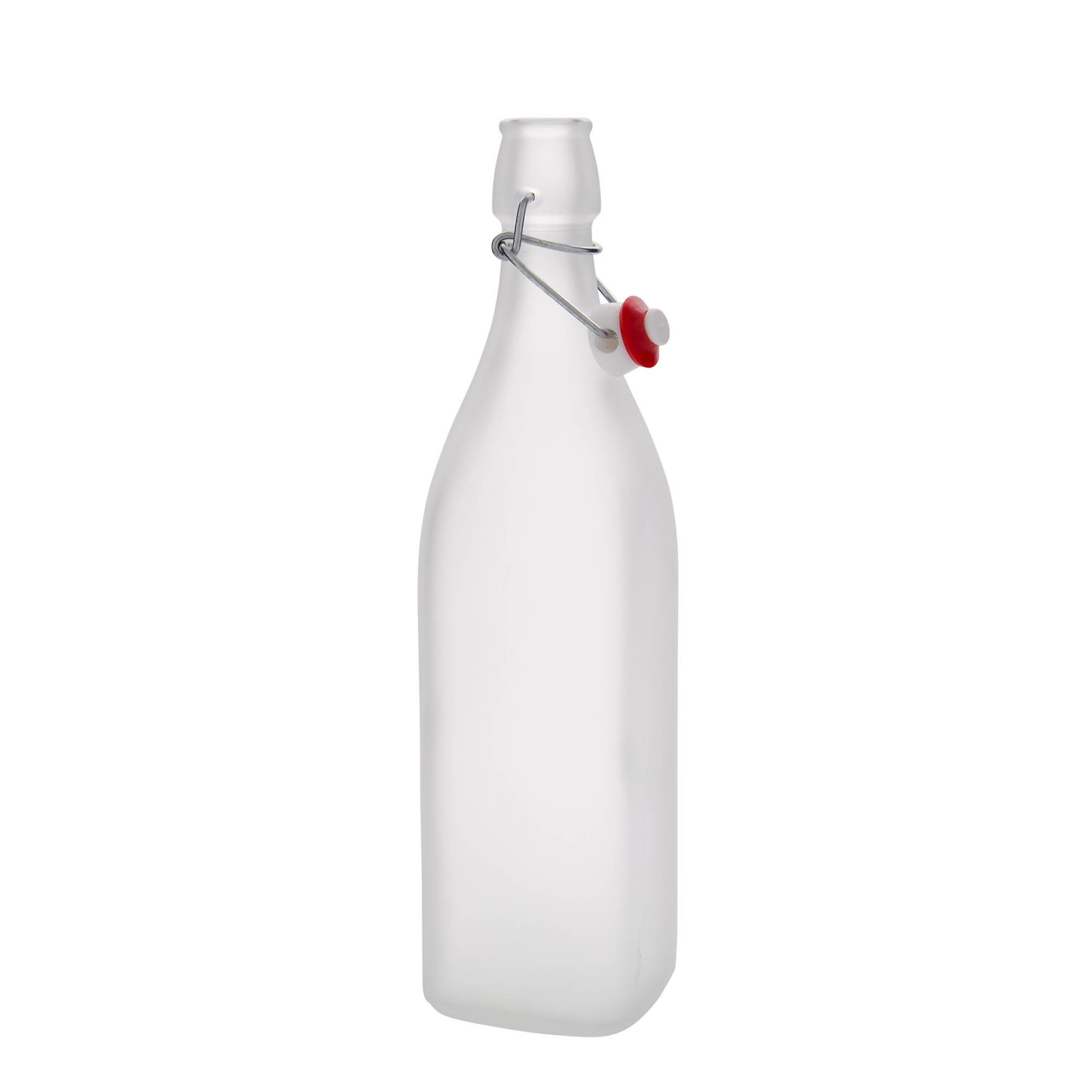 Garrafa de vidro de 1.000 ml 'Swing, quadrada, fosca, boca: fecho de alavanca' Garrafa de vidro de 1.000 ml 'Swing, quadrada, fosca, boca: fecho de alavanca'
