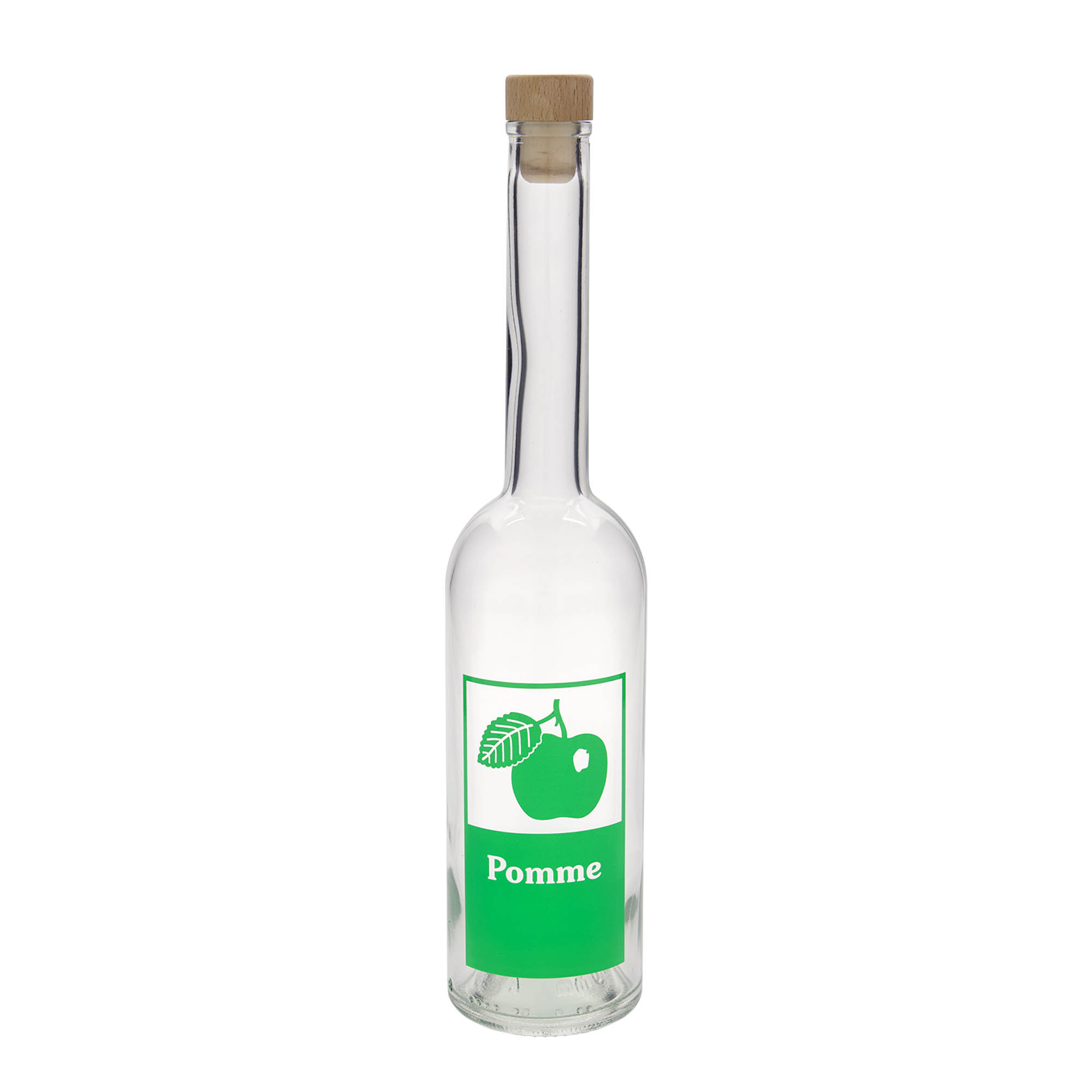 Garrafa de vidro de 500 ml 'Ópera', motivo: Maçã, boca: cortiça Garrafa de vidro de 500 ml 'Ópera', motivo: Maçã, boca: cortiça
