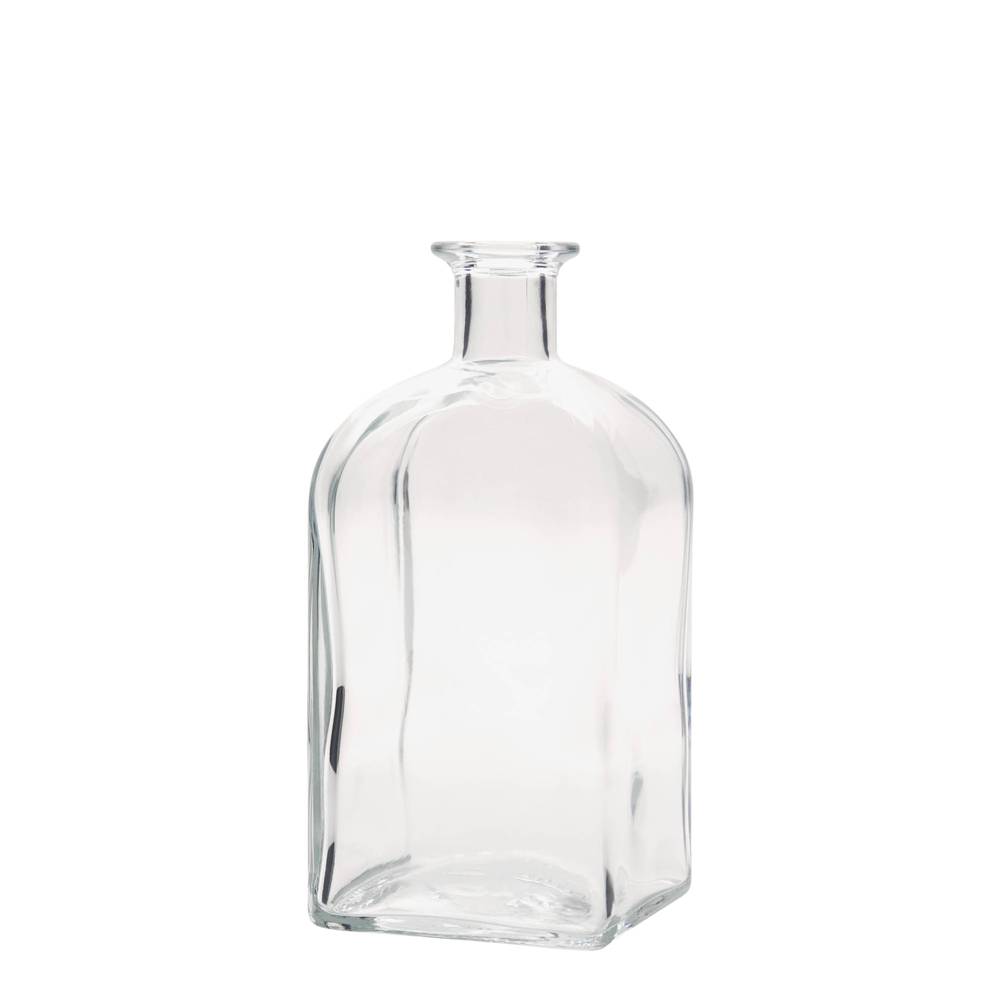 Garrafa de vidro de 700 ml Apotheker Carré, quadrada, boca: cortiça Garrafa de vidro de 700 ml Apotheker Carré, quadrada, boca: cortiça