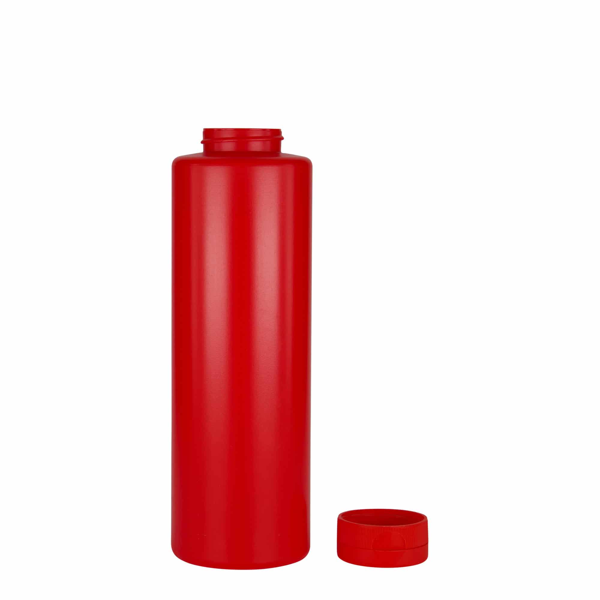 Frasco para molhos de 500 ml, plástico LDPE, vermelho, bocal: 38/400 Frasco para molhos de 500 ml, plástico LDPE, vermelho, bocal: 38/400
