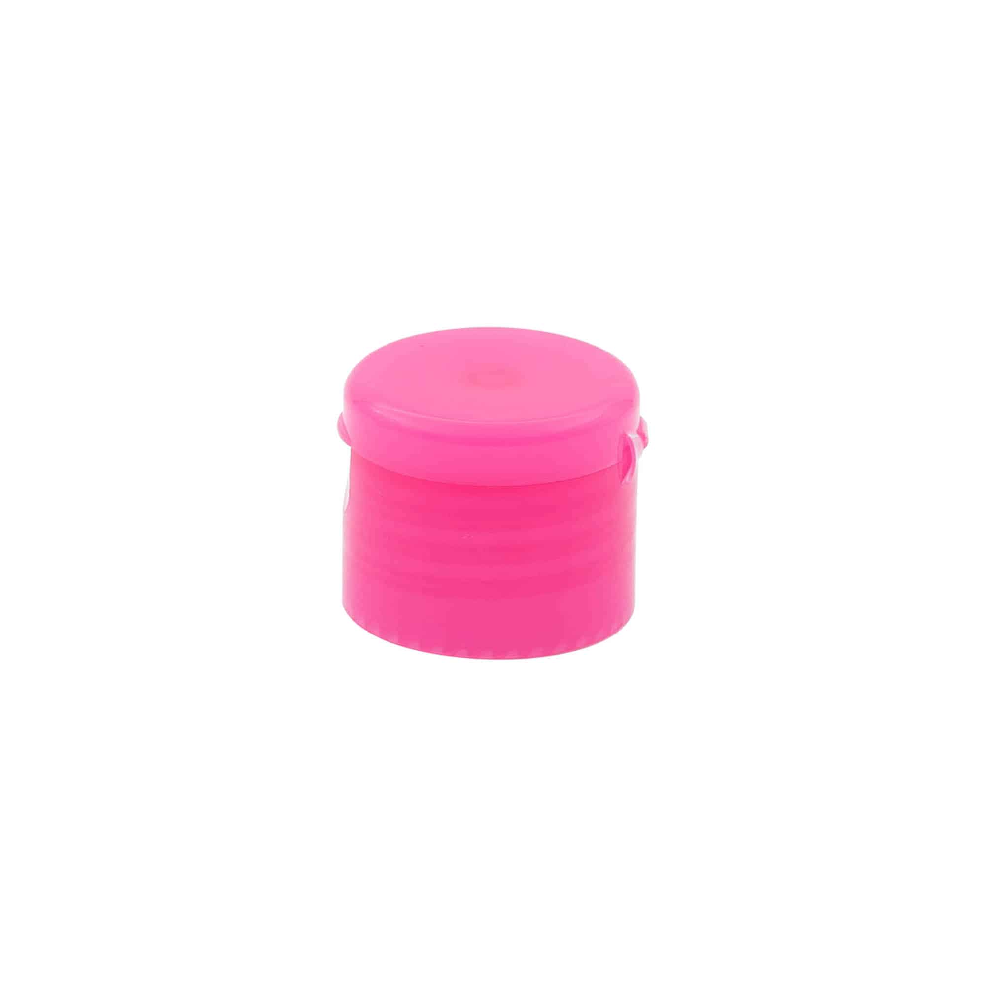 Tampa de rosca com dobradiça, plástico PP, pink, para boca: 24/410 Tampa de rosca com dobradiça, plástico PP, pink, para boca: 24/410