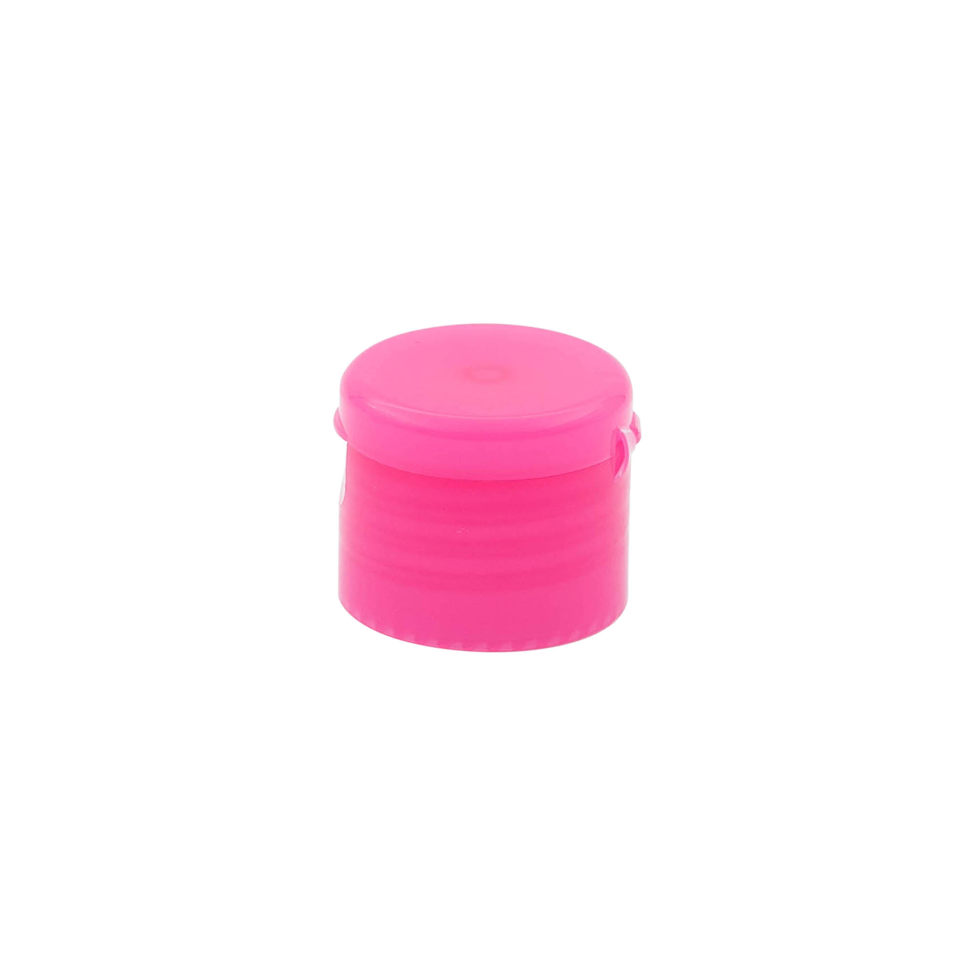 Tampa de rosca com dobradiça articulada, plástico PP, rosa, para abertura: 24/410 Tampa de rosca com dobradiça articulada, plástico PP, rosa, para abertura: 24/410