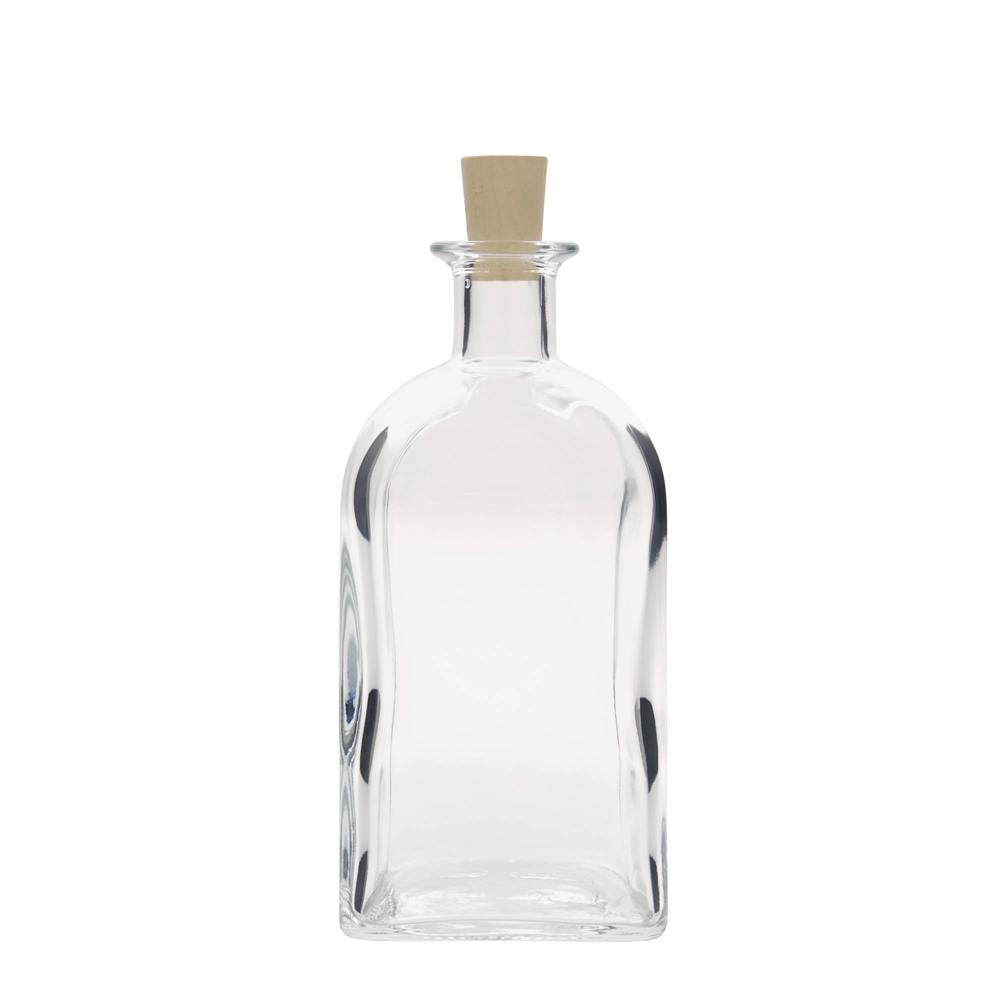 Garrafa de vidro de 700 ml Apotheker Carré, quadrada, boca: cortiça Garrafa de vidro de 700 ml Apotheker Carré, quadrada, boca: cortiça