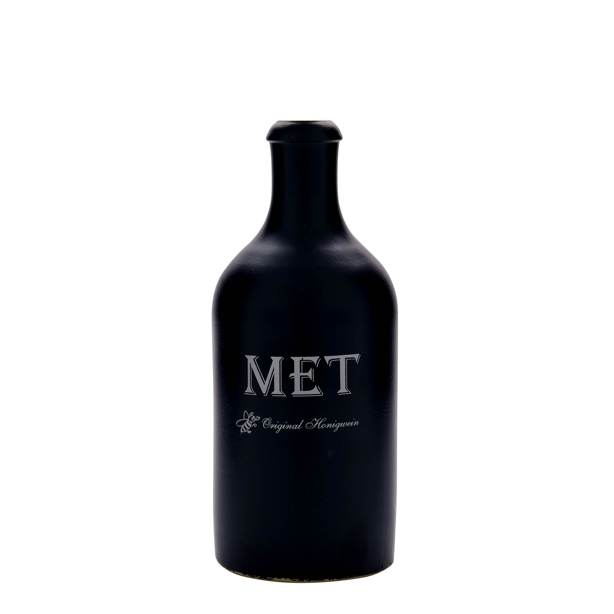 Jarro de barro de 500 ml, motivo: hidromel, grés, preto, boca: cortiça Jarro de barro de 500 ml, motivo: hidromel, grés, preto, boca: cortiça