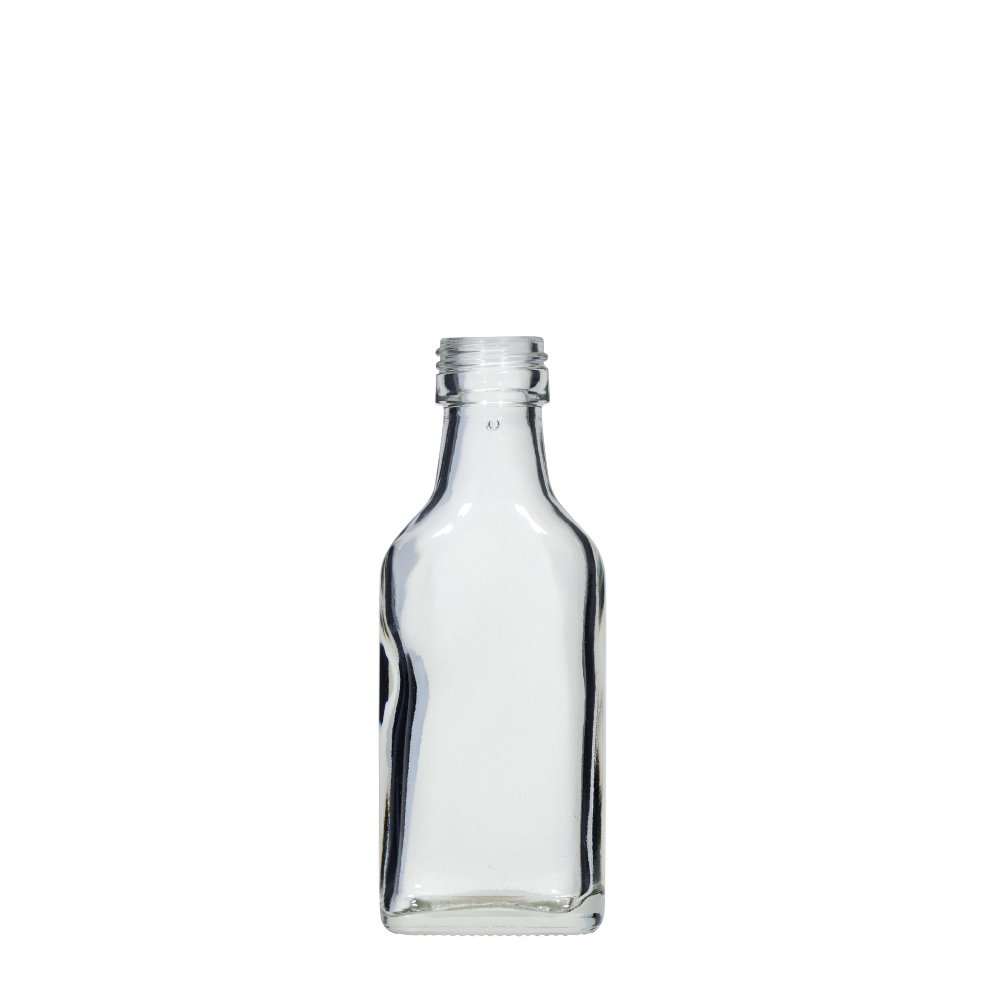 Frasco de bolso de 40 ml, retangular, bocal: PP 22 Frasco de bolso de 40 ml, retangular, bocal: PP 22