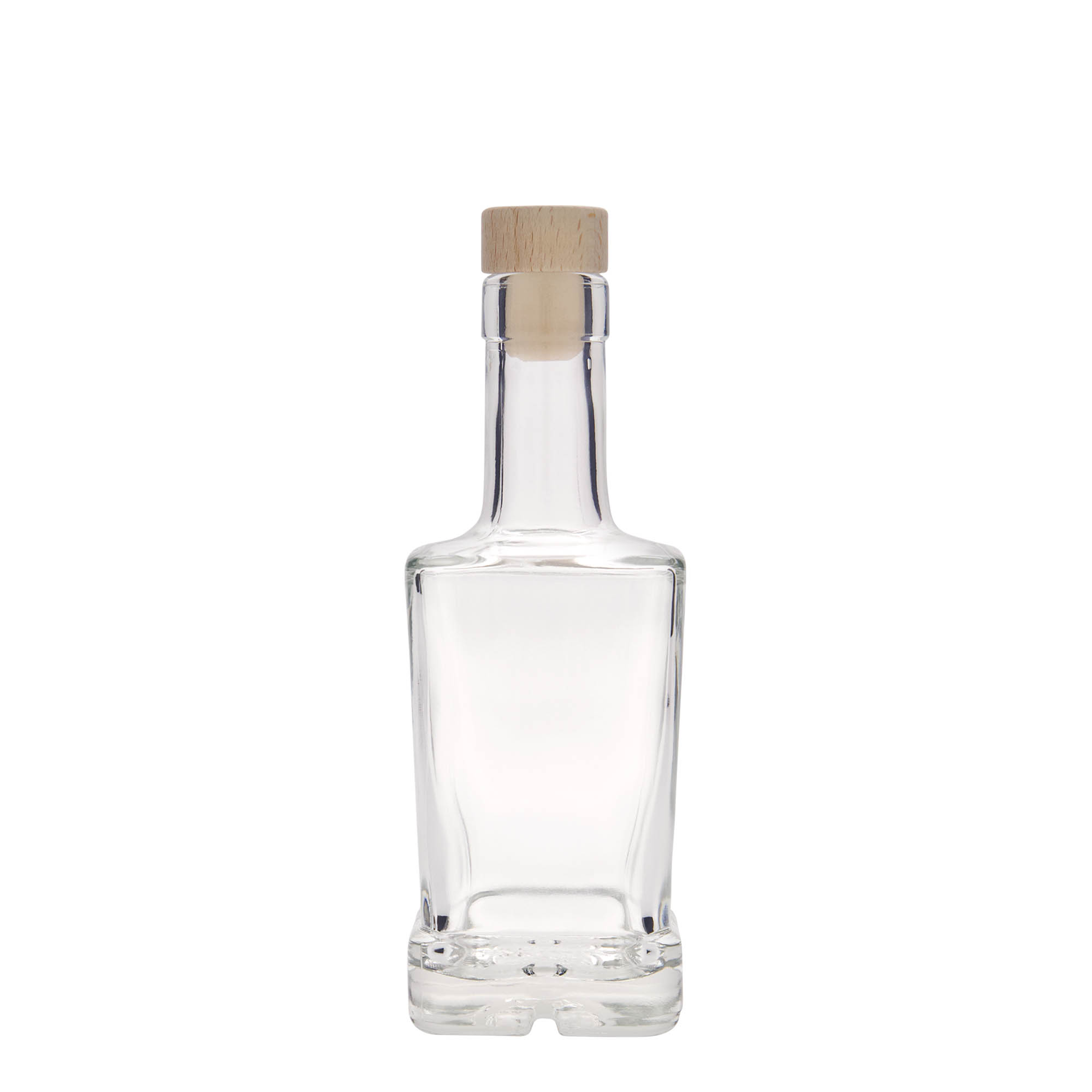 Garrafa de vidro de 250 ml 'Rene', quadrada, abertura: cortiça