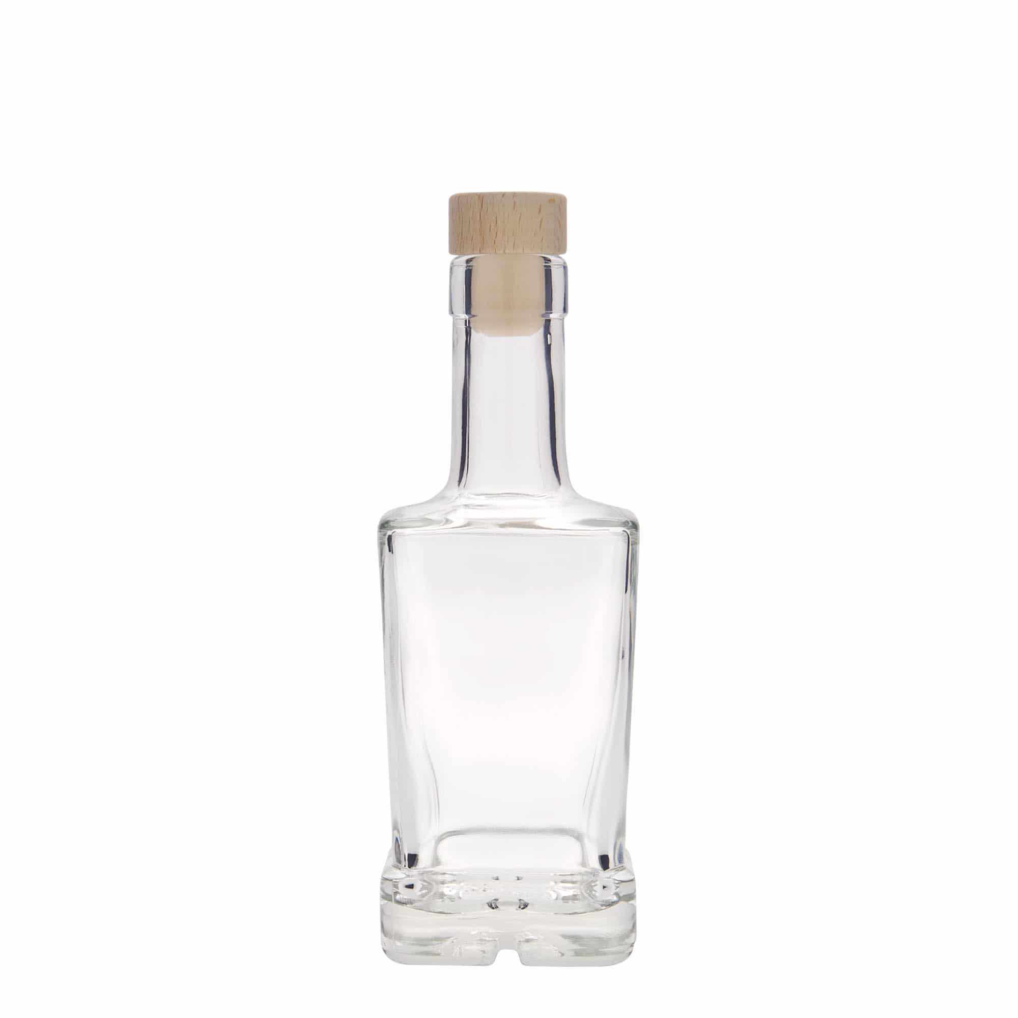 Garrafa de vidro de 250 ml 'Rene', quadrada, abertura: cortiça