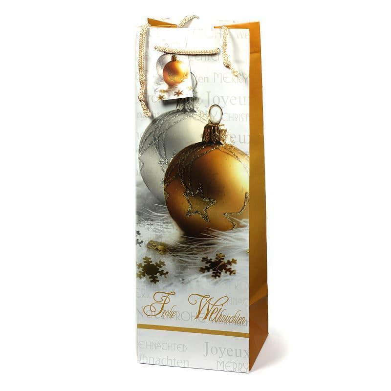 Saco para garrafas, motivo: Feliz Natal, quadrado, papel, dourado Saco para garrafas, motivo: Feliz Natal, quadrado, papel, dourado