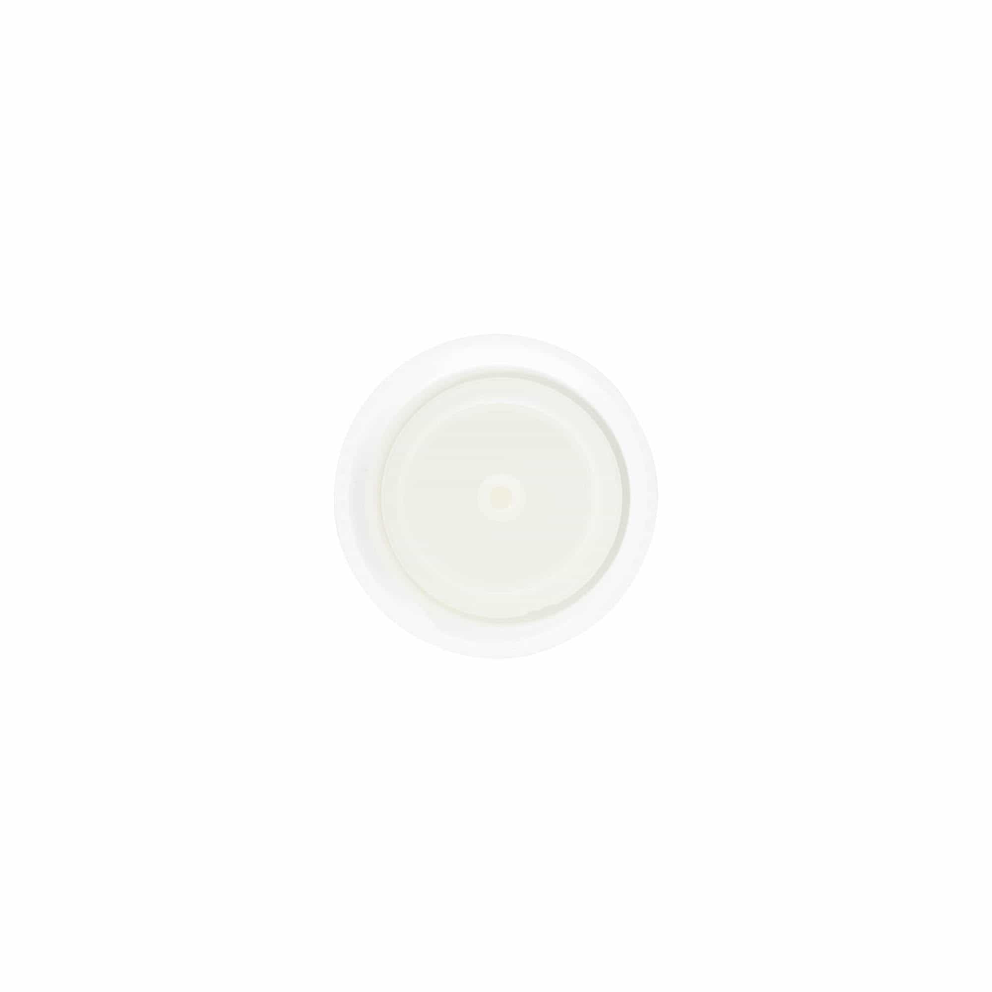 Tampa de rosca com inserto de seringa, plástico PP, branco, para bocal: 24/410 Tampa de rosca com inserto de seringa, plástico PP, branco, para bocal: 24/410