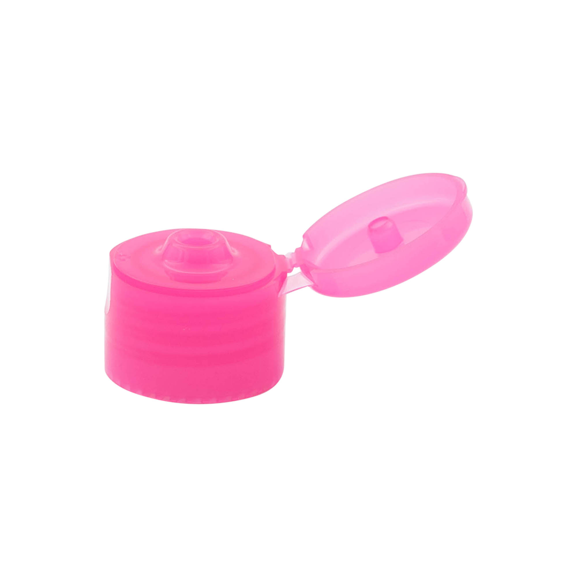 Tampa de rosca com dobradiça articulada, plástico PP, rosa, para abertura: 24/410 Tampa de rosca com dobradiça articulada, plástico PP, rosa, para abertura: 24/410