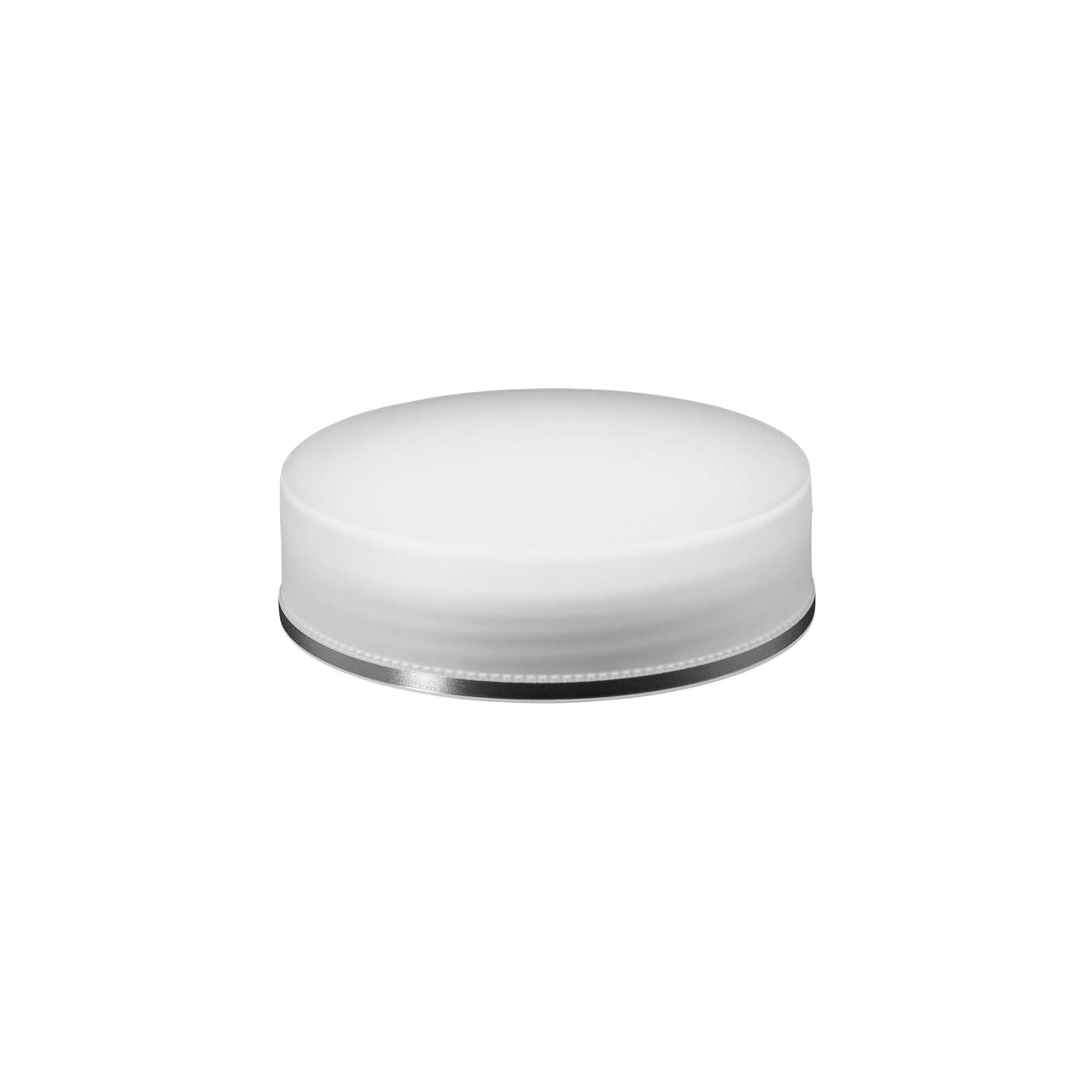 Tampa de rosca 'Edição Clear/Platina', plástico PP, branco, para bocal: 70/2P