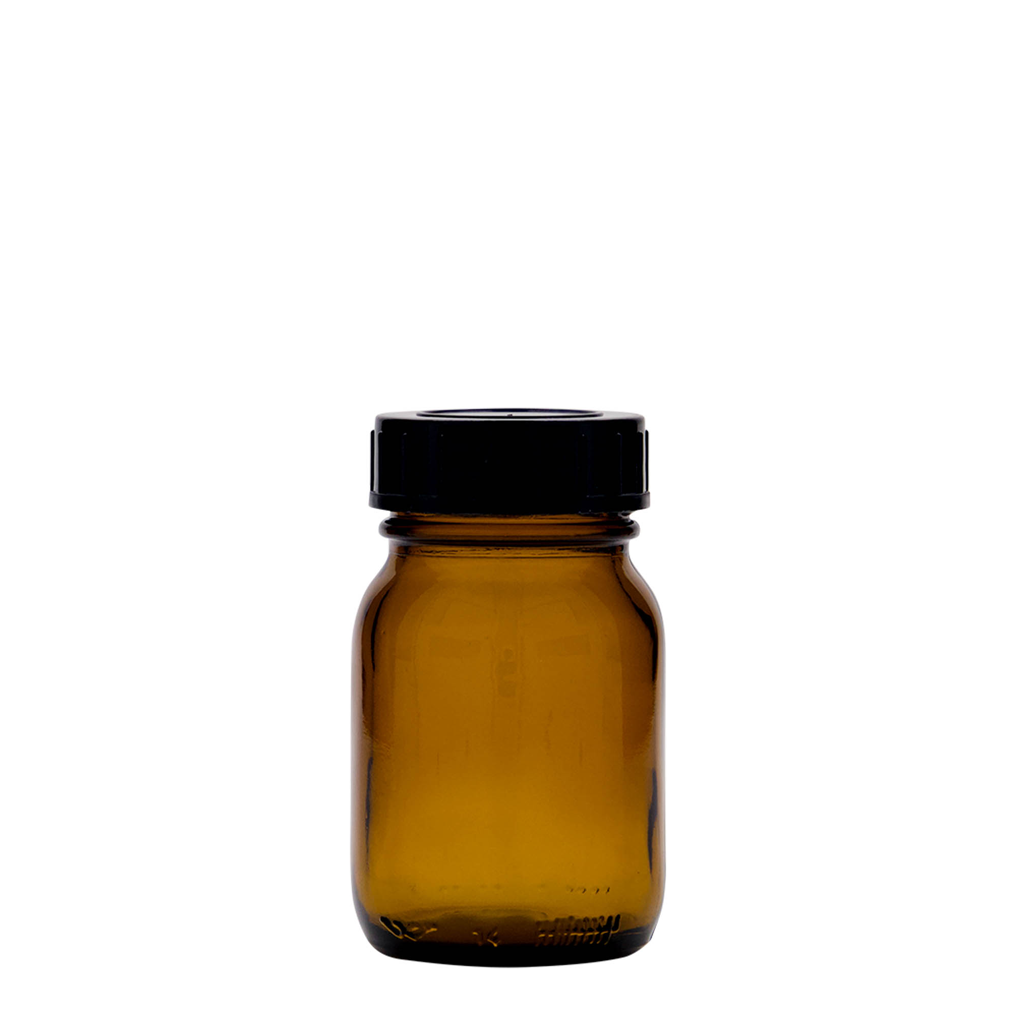Frasco de vidro de pescoço largo de 75 ml, castanho, boca: DIN 40 Frasco de vidro de pescoço largo de 75 ml, castanho, boca: DIN 40
