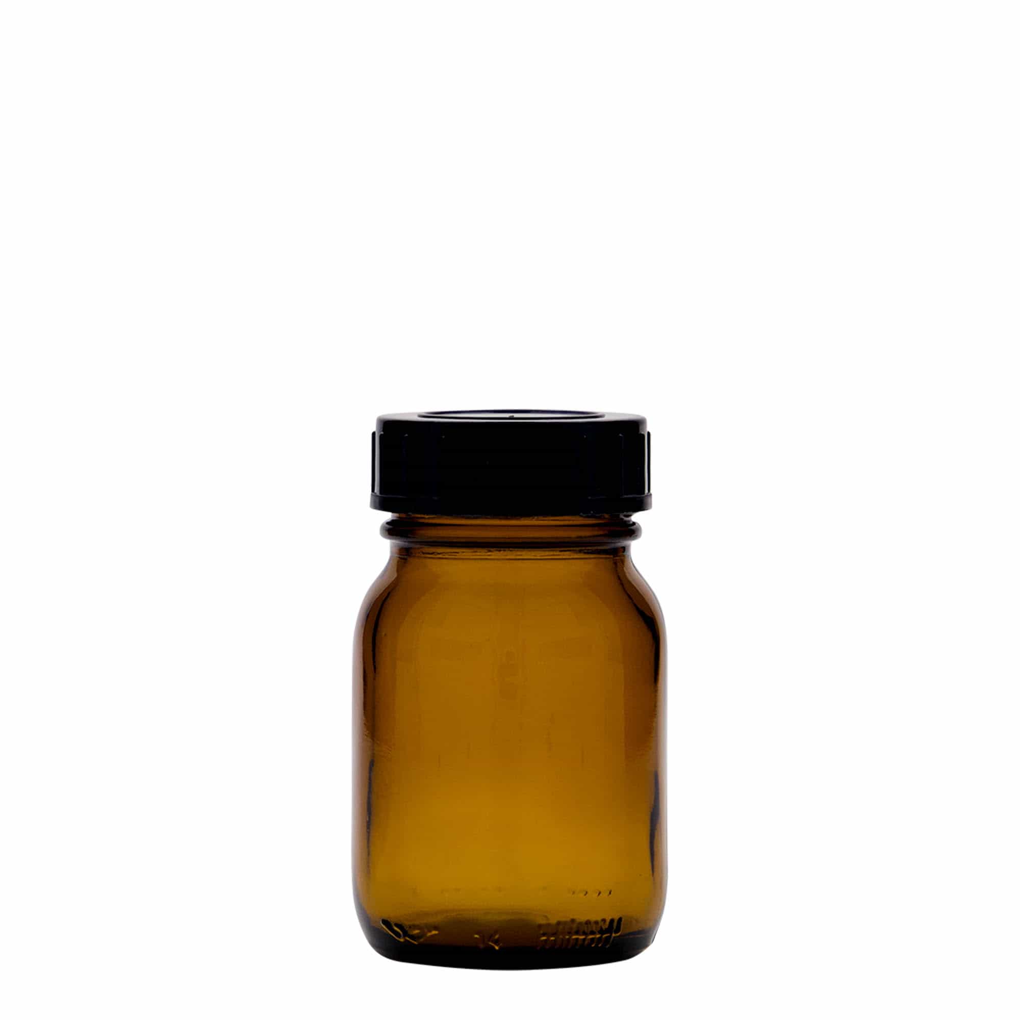 Frasco de vidro de pescoço largo de 75 ml, castanho, boca: DIN 40