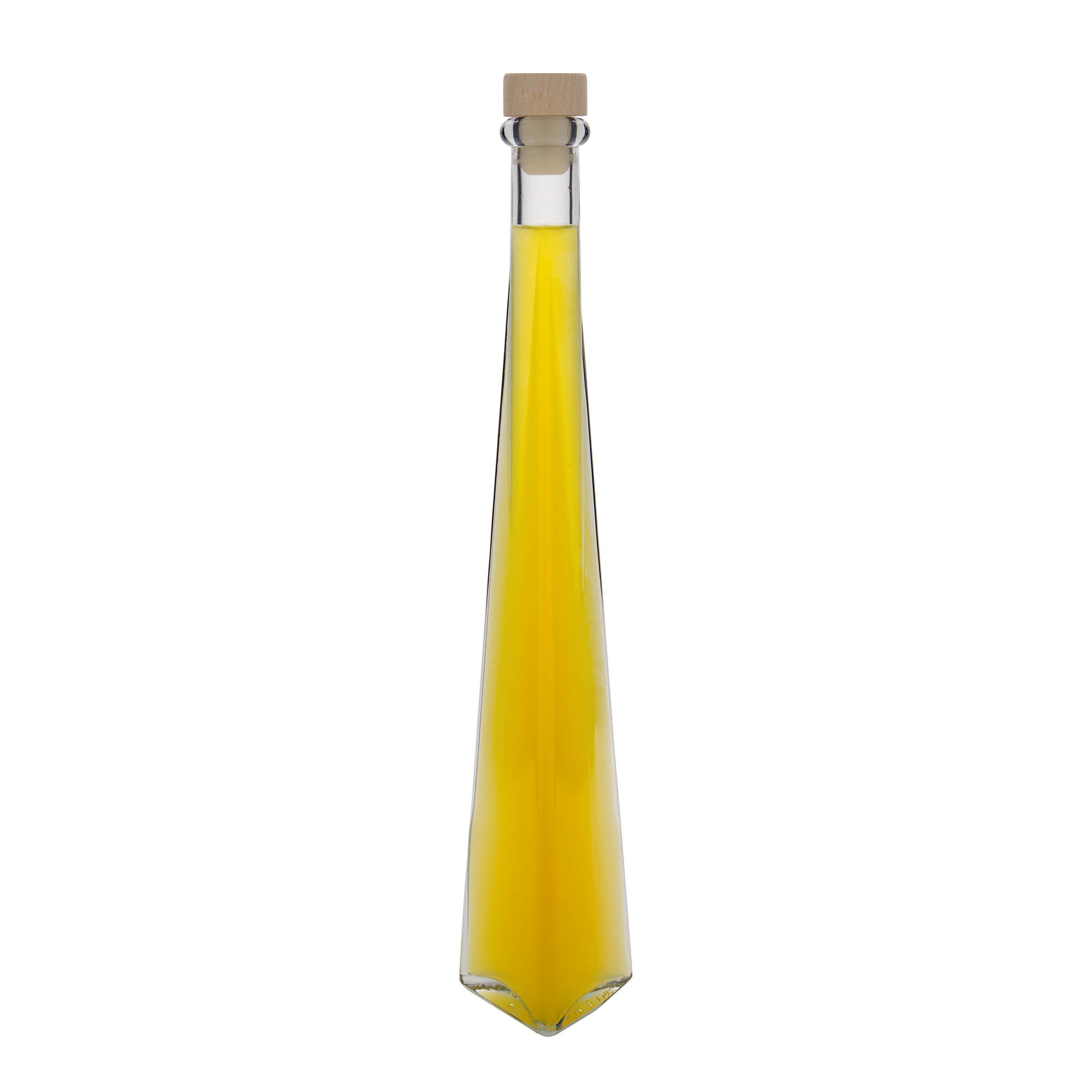 Frasco de vidro de 200 ml 'Dama Triangolore', triangular, boca: cortiça