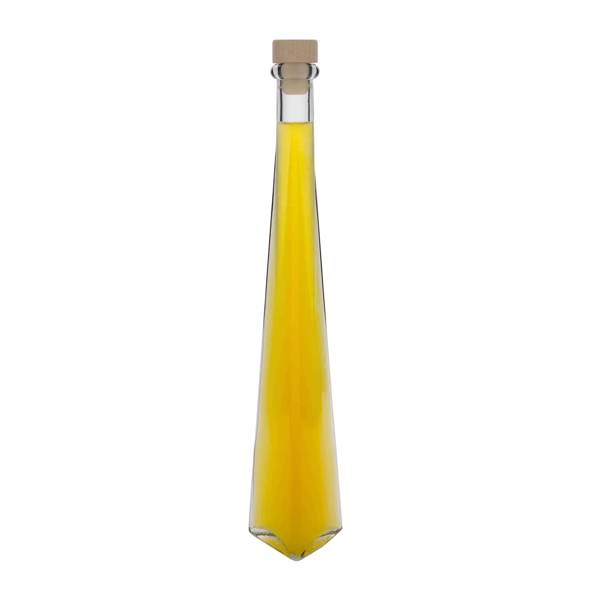 Frasco de vidro de 200 ml 'Dama Triangolore', triangular, boca: cortiça