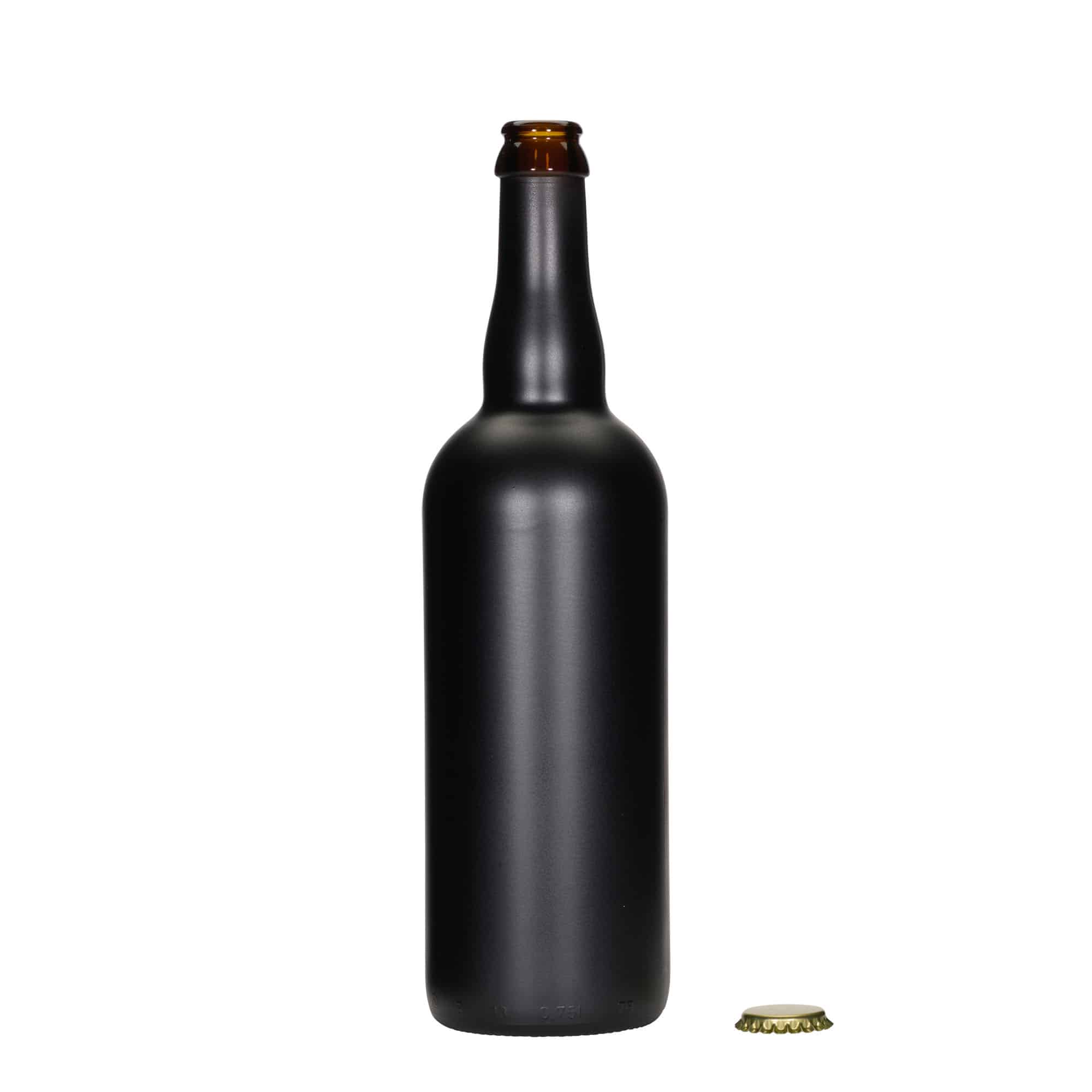 Garrafa de cerveja de 750 ml Bélgica, vidro, preta, boca: tampa de coroa