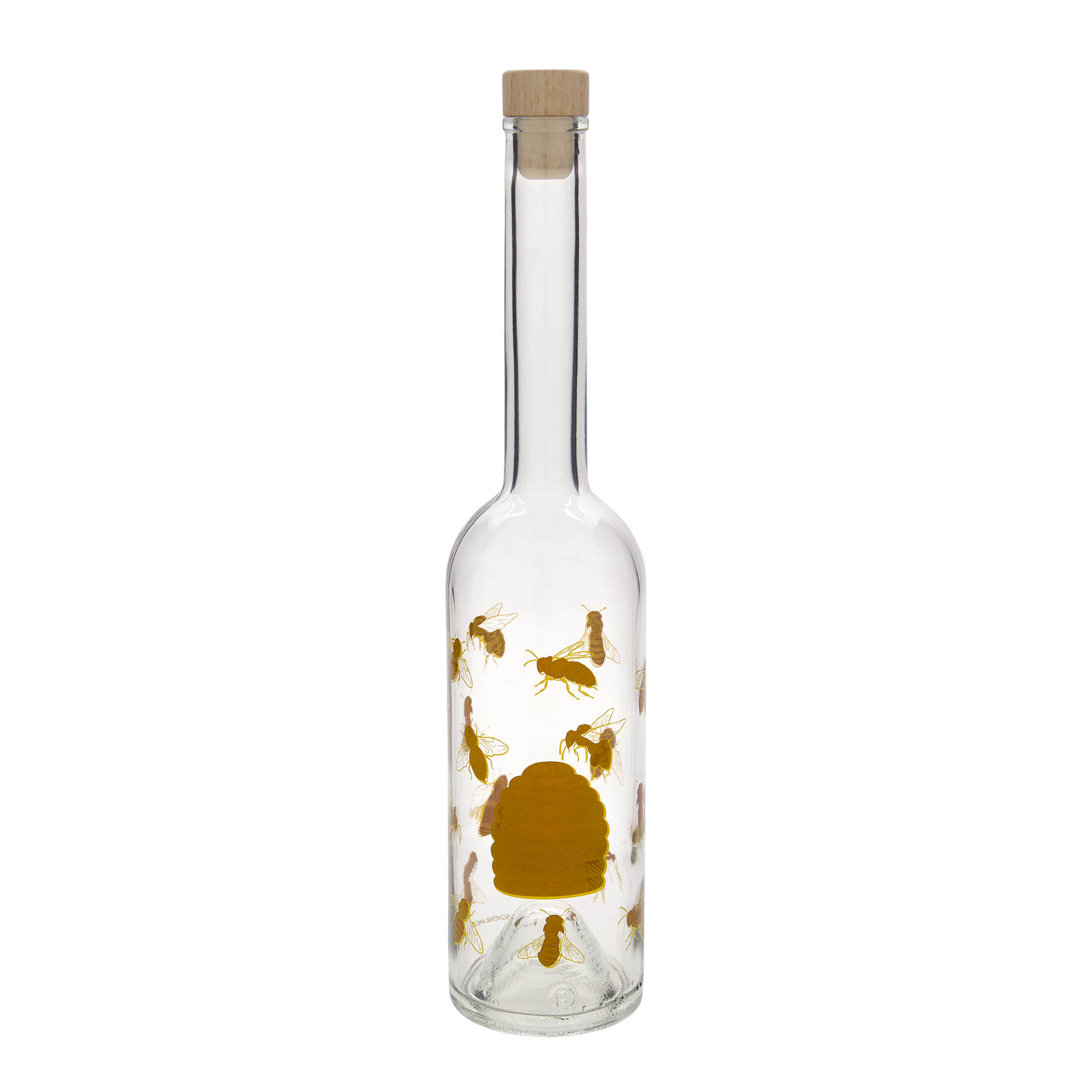 Garrafa de vidro de 500 ml 'Ópera', motivo: abelhas, boca: cortiça