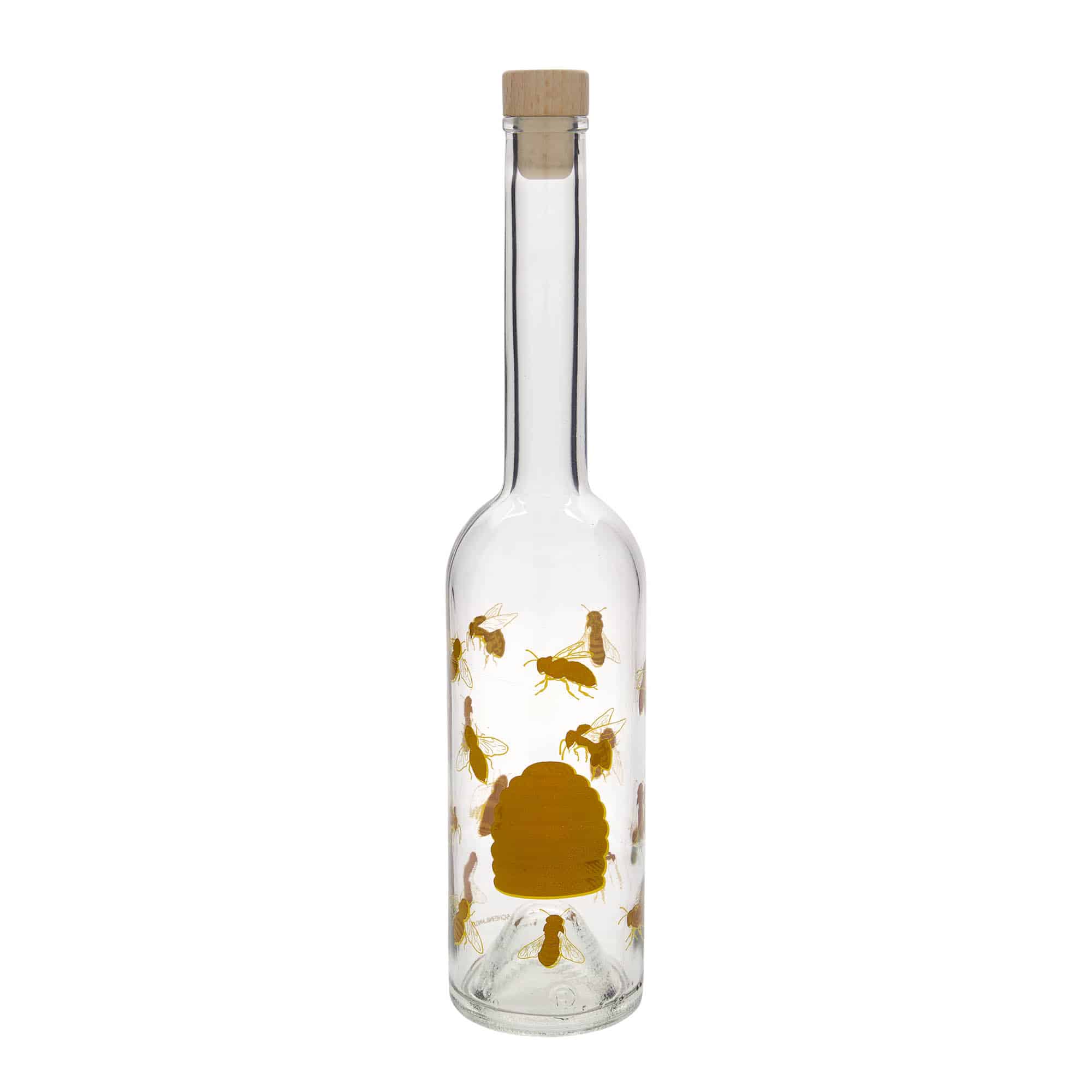 Garrafa de vidro de 500 ml 'Ópera', motivo: abelhas, boca: cortiça