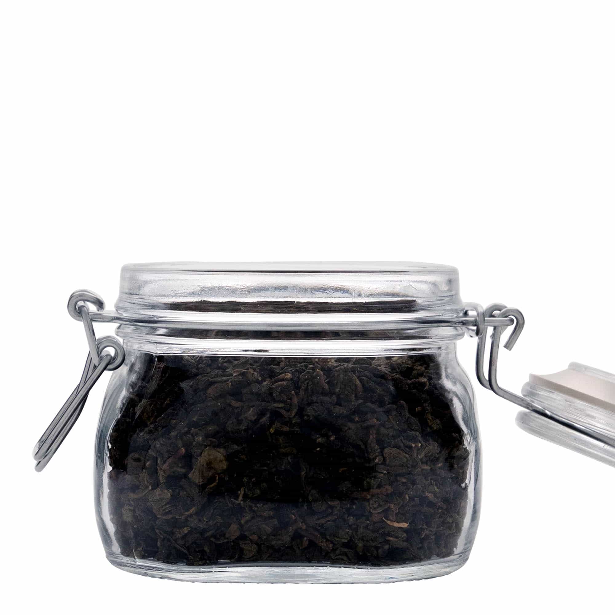 Frasco de vidro com fecho de alavanca de 500 ml 'Fido', quadrado, abertura: fecho de alavanca Frasco de vidro com fecho de alavanca de 500 ml 'Fido', quadrado, abertura: fecho de alavanca