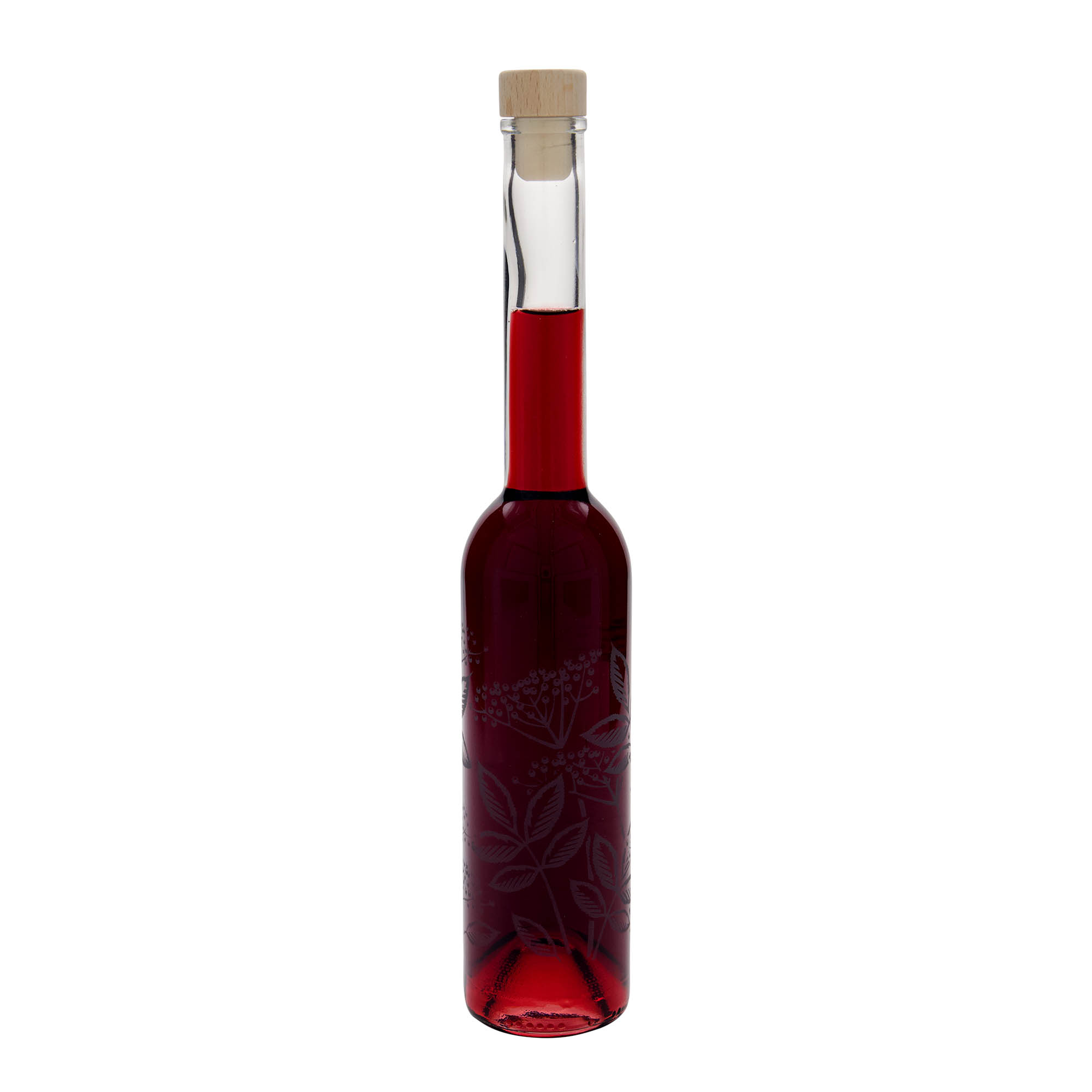 Garrafa de vidro de 350 ml 'Ópera', motivo: Sabugueiro, boca: cortiça Garrafa de vidro de 350 ml 'Ópera', motivo: Sabugueiro, boca: cortiça