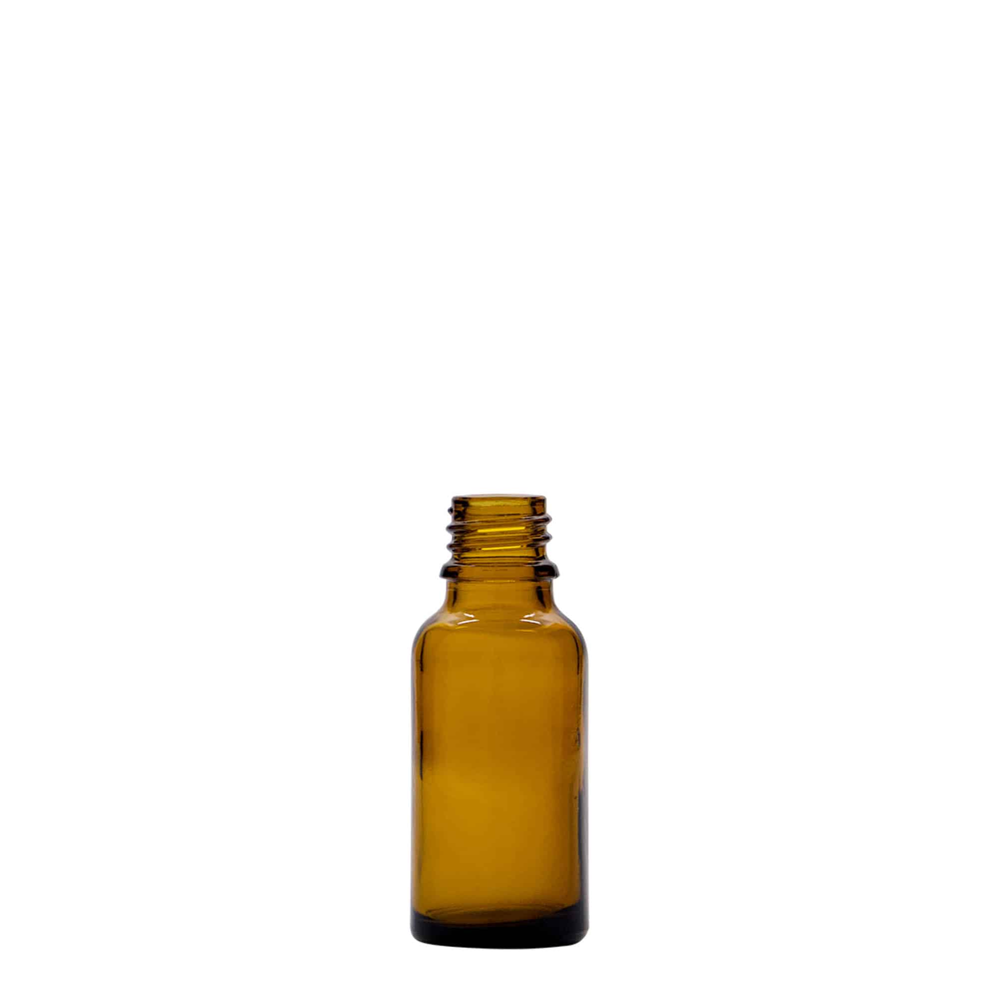 Frasco medicinal de 20 ml, vidro castanho, bocal: DIN 18