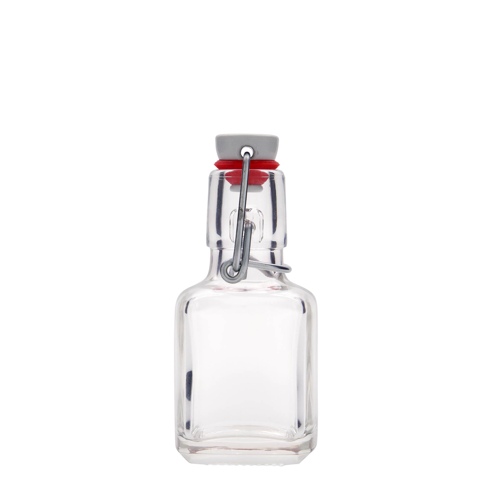 Frasco de vidro de 100 ml 'Kubica', quadrado, boca: fecho de mola Frasco de vidro de 100 ml 'Kubica', quadrado, boca: fecho de mola