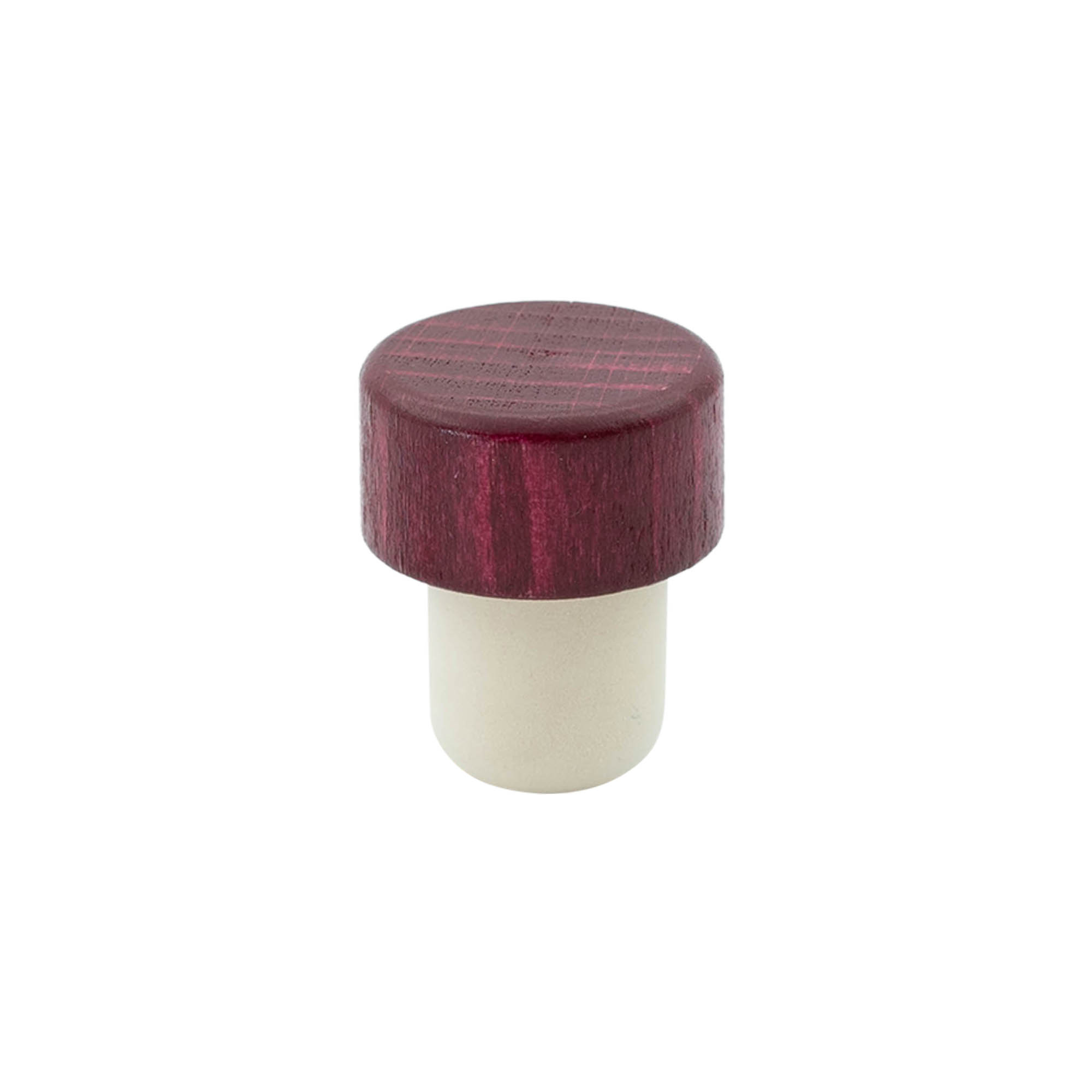 Rolha de pega 19 mm, madeira/plástico, bordô, para boca: rolha Rolha de pega 19 mm, madeira/plástico, bordô, para boca: rolha