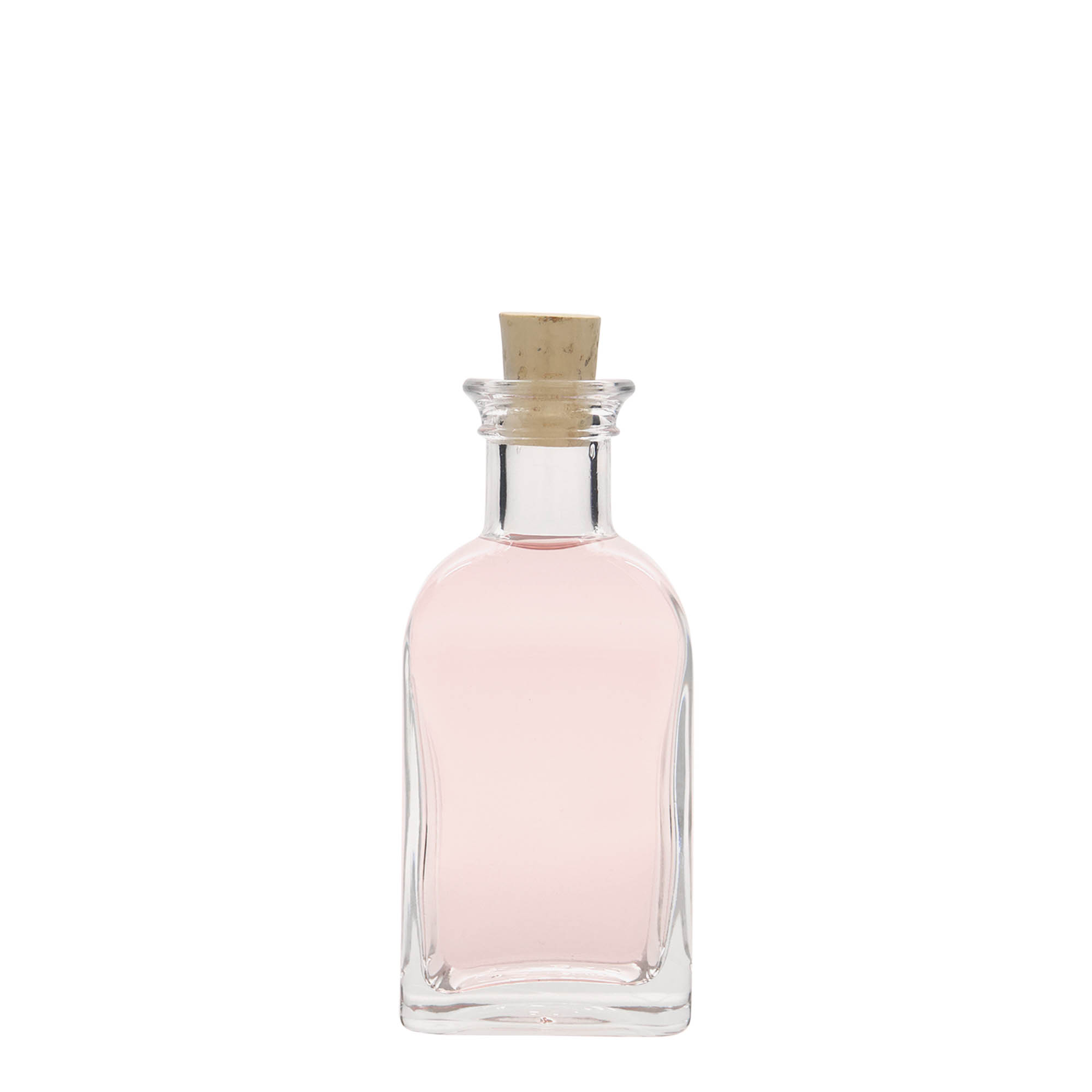 Frasco de vidro de 100 ml Apotheker Carré, quadrado, abertura: cortiça Frasco de vidro de 100 ml Apotheker Carré, quadrado, abertura: cortiça