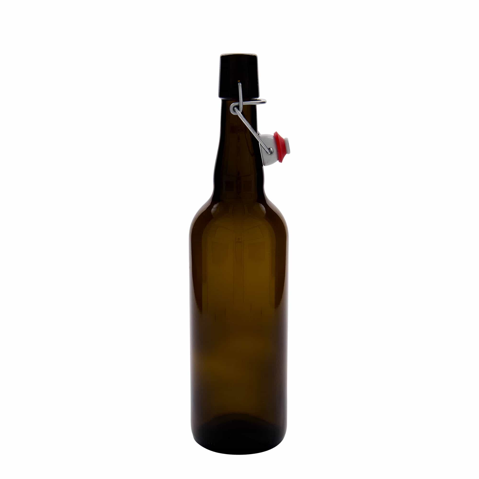 Garrafa de cerveja 750 ml Bélgica, vidro, castanha, boca: fecho de mola