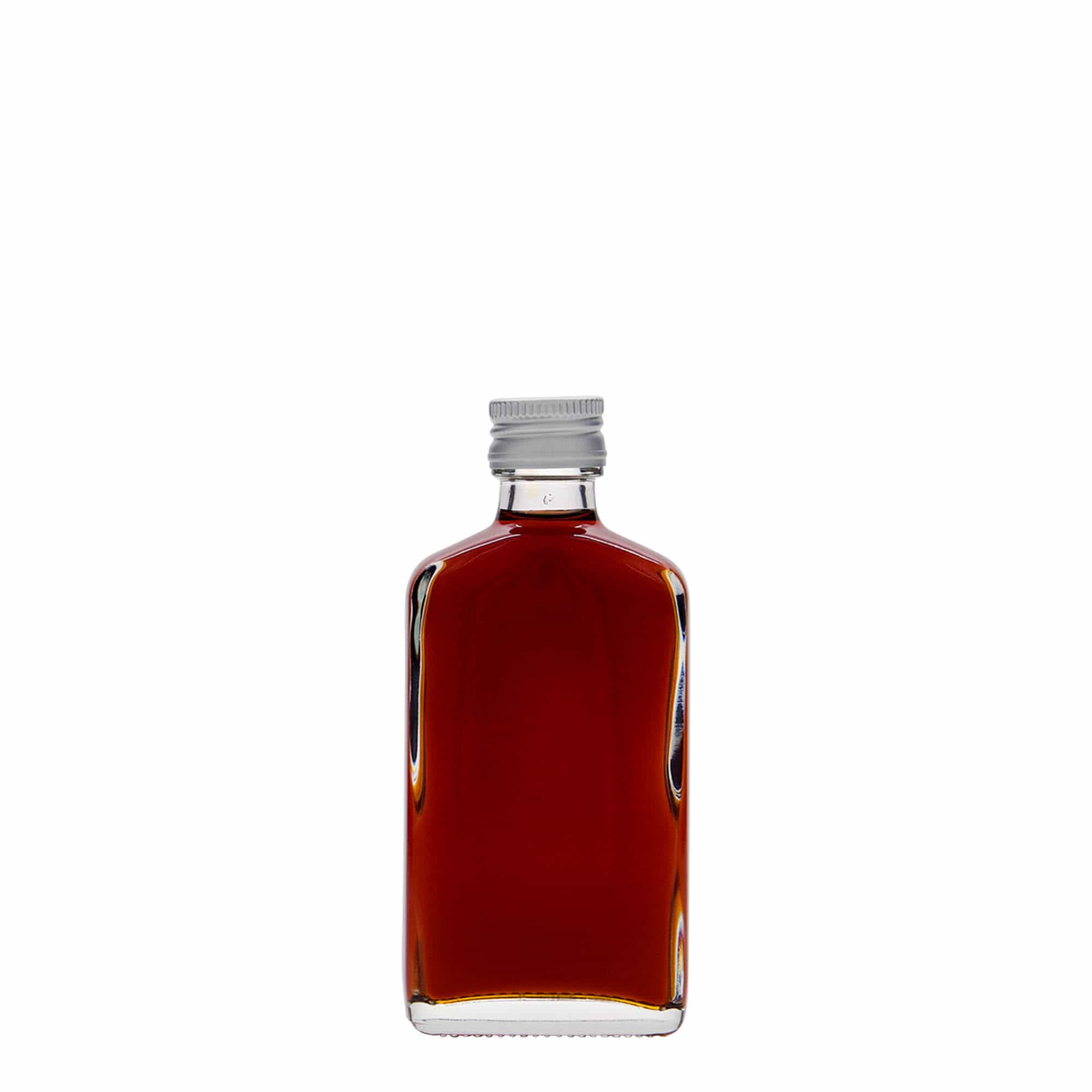 Frasco de bolso de 50 ml, retangular, vidro, bocal: PP 18