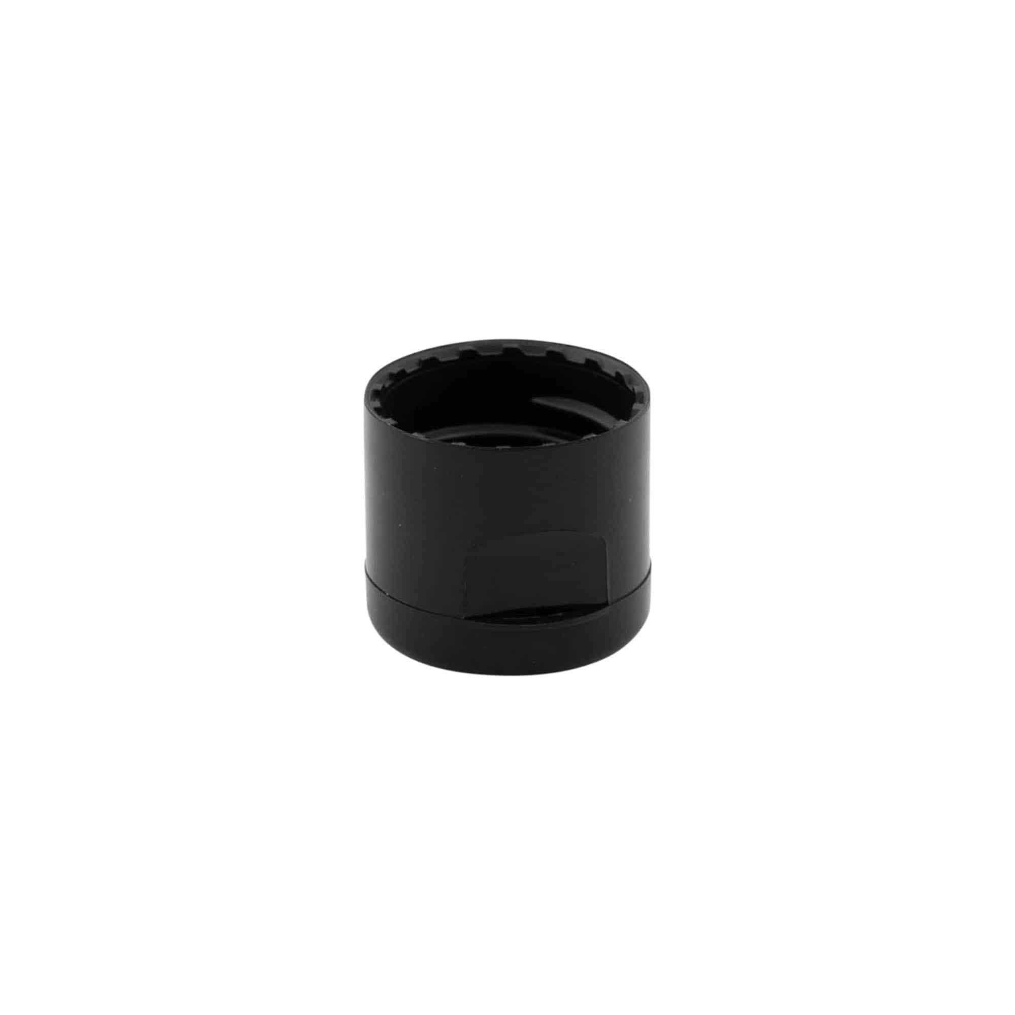 Tampa de rosca com dobradiça, plástico PP, preto, para boca: 20/410