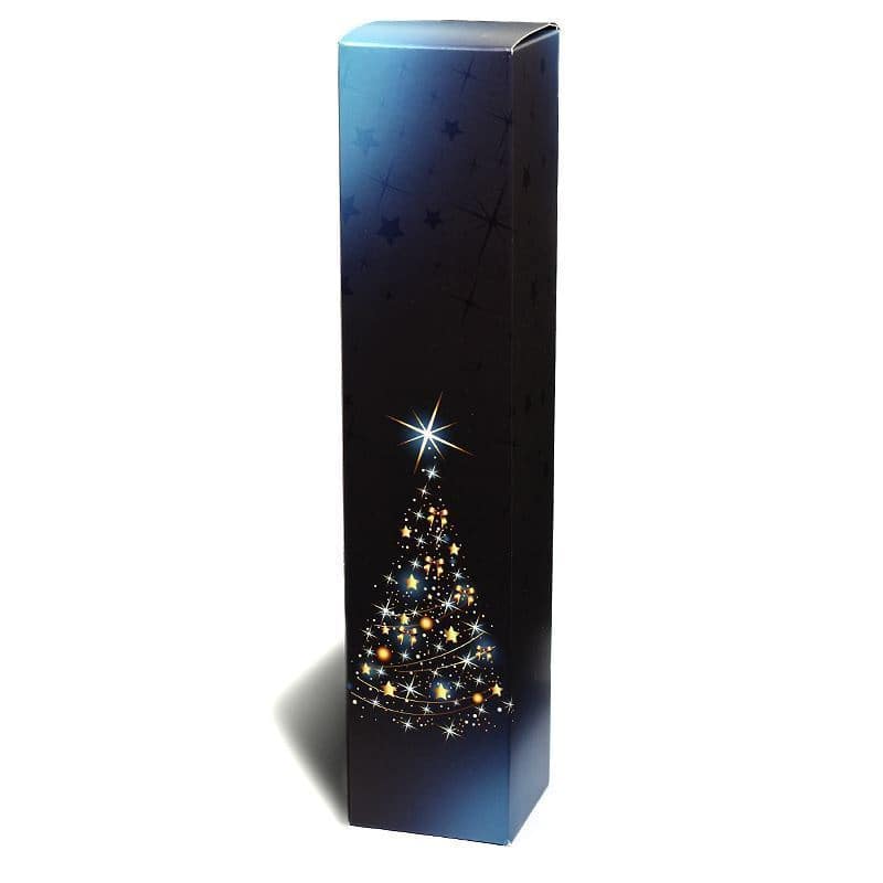 Caixa presente 'Árvore de Natal', retangular, cartão, azul