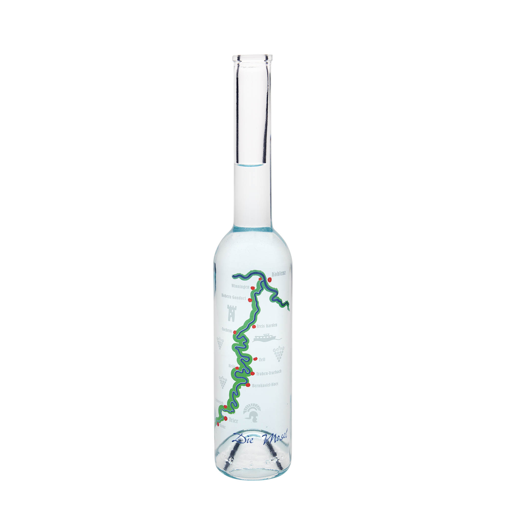 Garrafa de vidro de 350 ml 'Ópera', motivo: Mosela, boca: cortiça Garrafa de vidro de 350 ml 'Ópera', motivo: Mosela, boca: cortiça