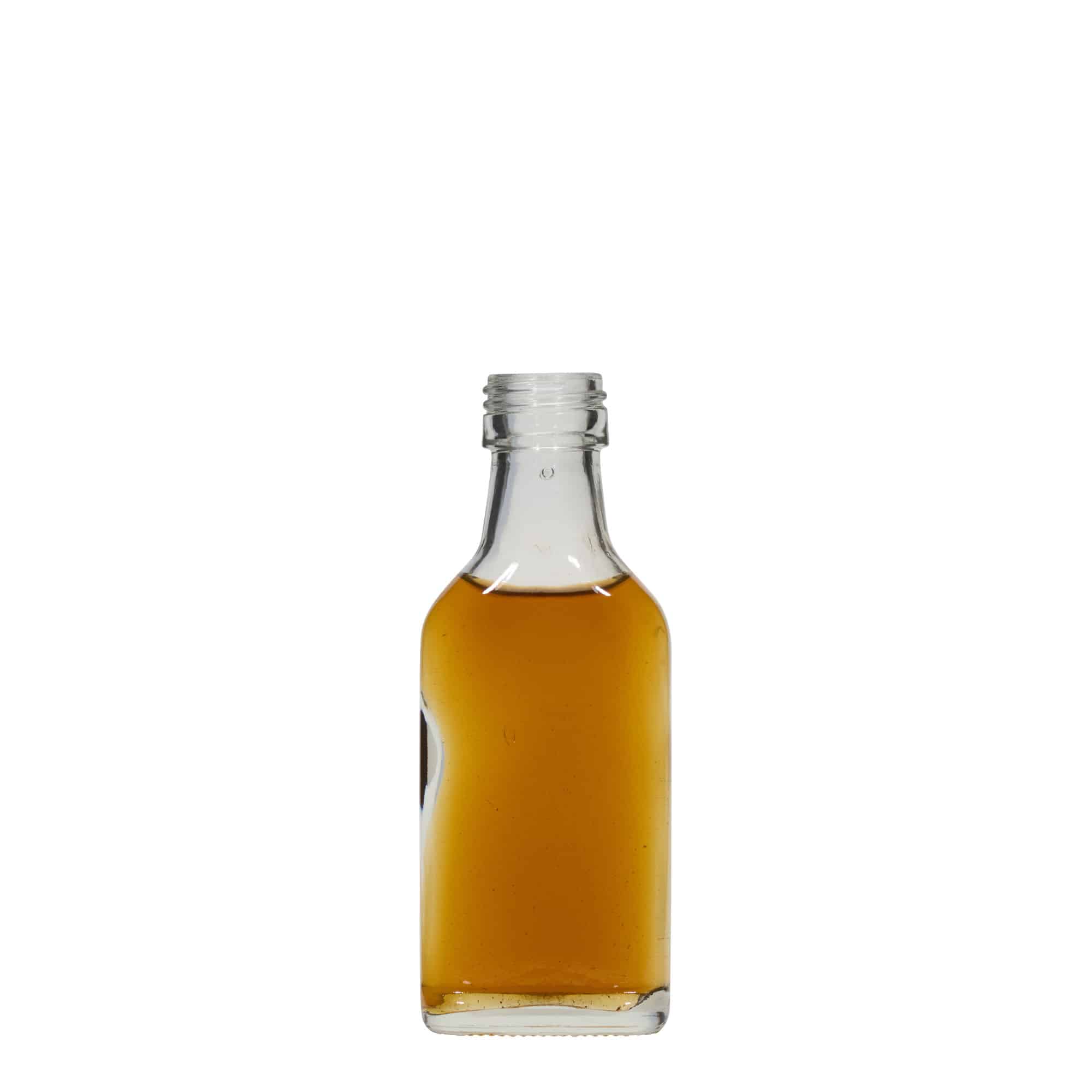 Frasco de bolso de 40 ml, retangular, bocal: PP 22 Frasco de bolso de 40 ml, retangular, bocal: PP 22