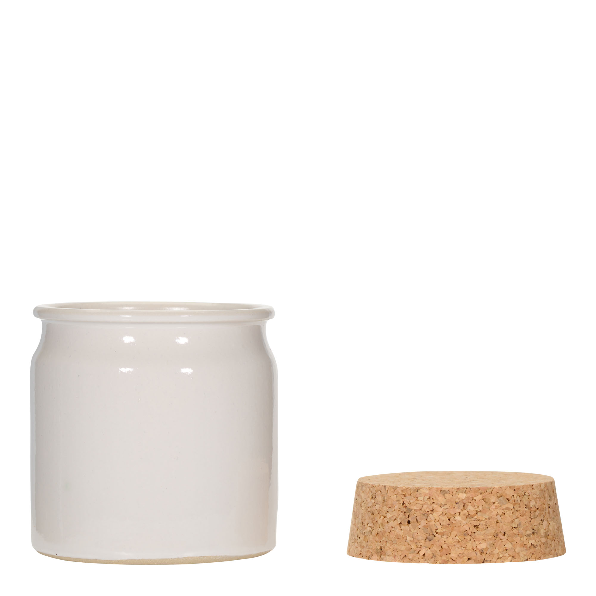 Vaso de gres 160 ml, cerâmica, branco, abertura: cortiça Vaso de gres 160 ml, cerâmica, branco, abertura: cortiça