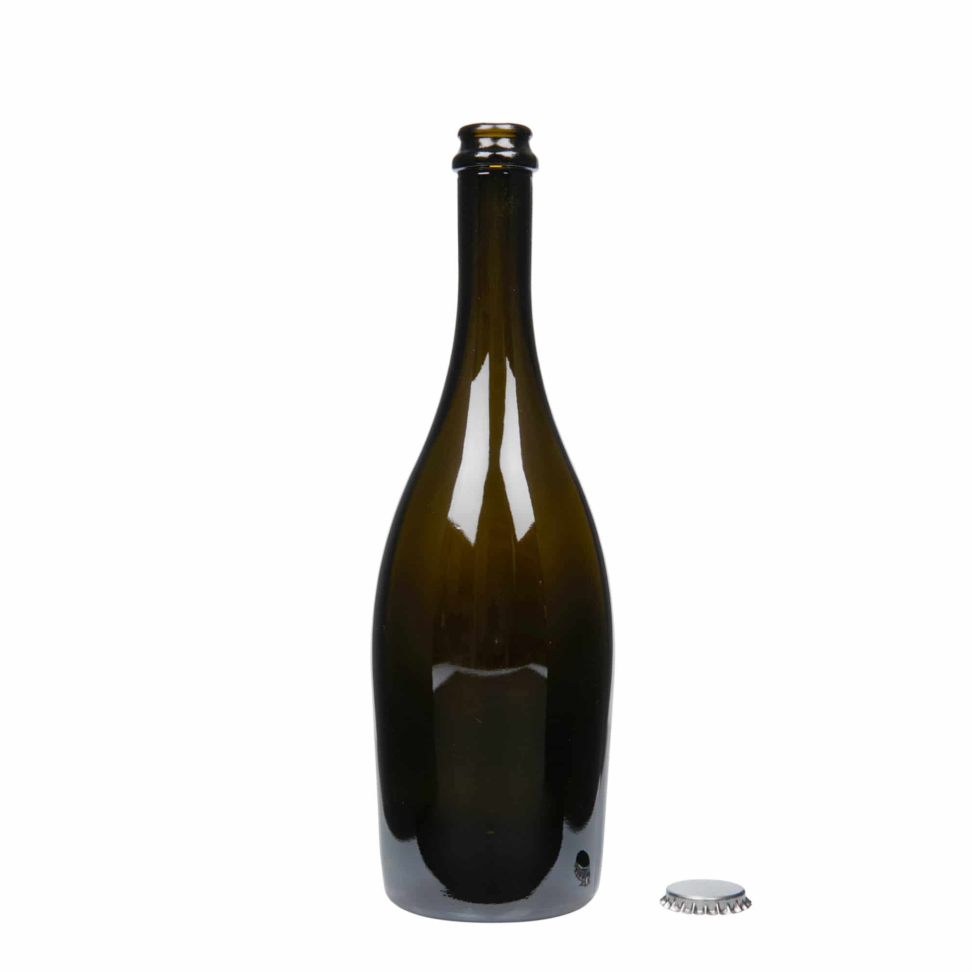 750 ml Garrafa de champanhe 'Carmen', vidro, verde antigo, boca: Tampas coroa