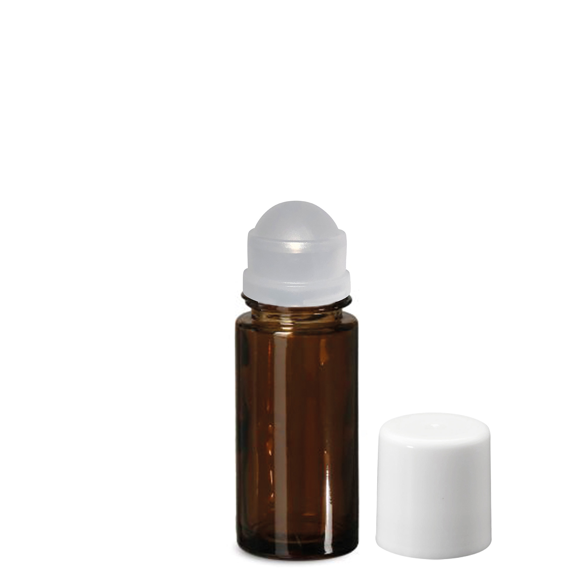 Frasco roll-on de 50 ml, vidro, castanho, abertura: tampa de rosca