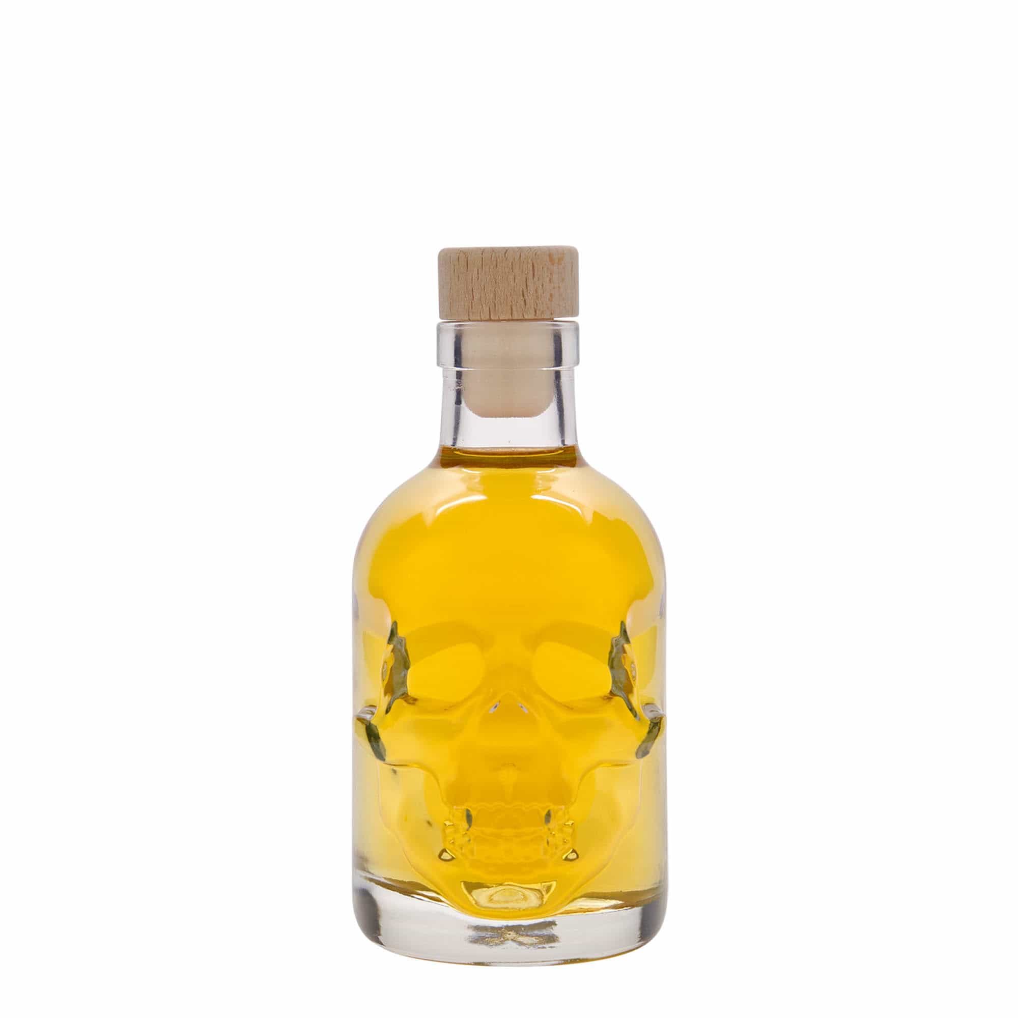 Frasco de vidro de 200 ml 'Caveira', Boca: Cortiça