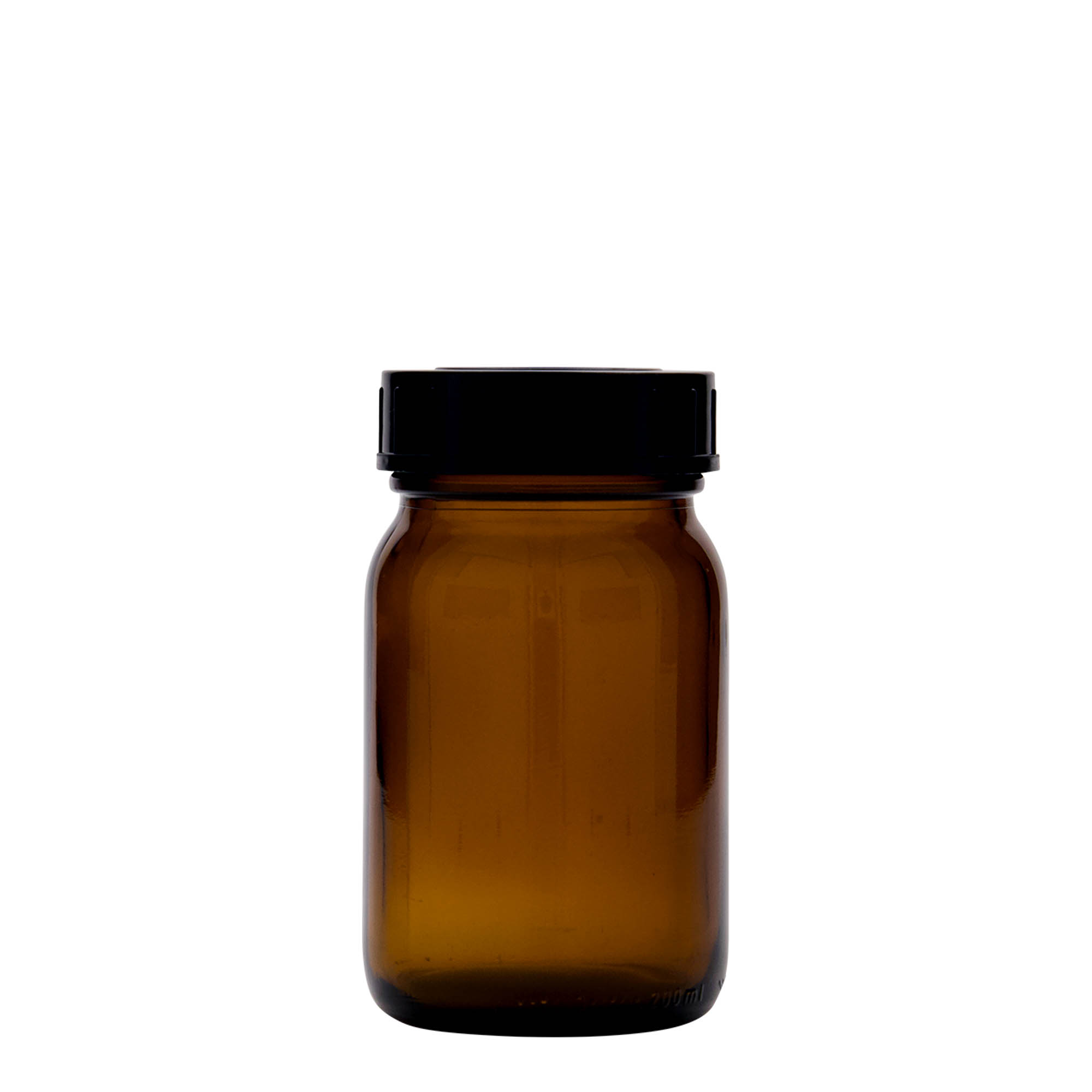 Frasco de pescoço largo de 200 ml, castanho, boca: DIN 55 Frasco de pescoço largo de 200 ml, castanho, boca: DIN 55