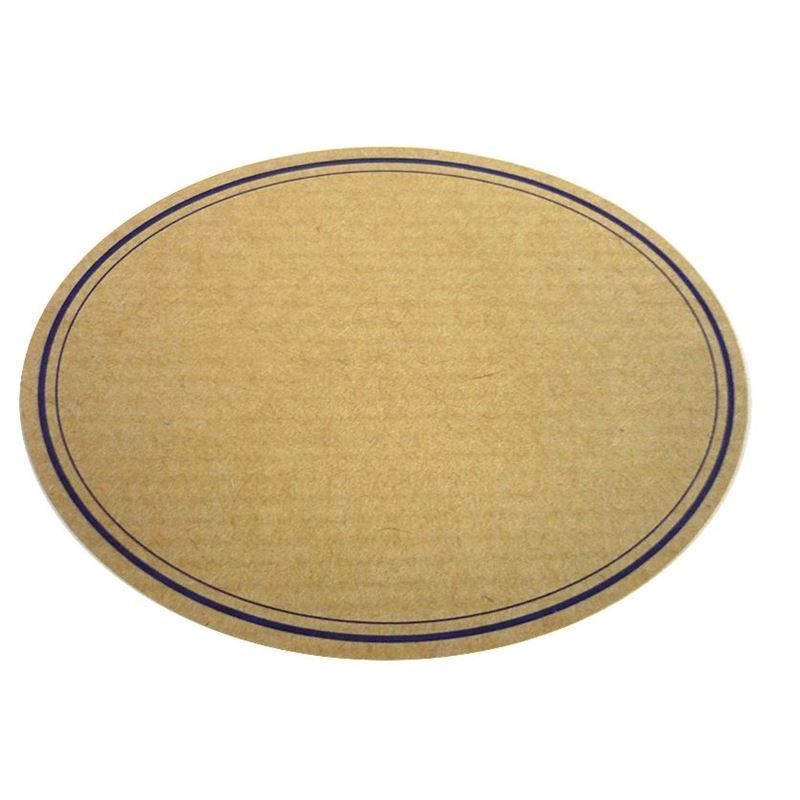 Etiqueta natural, oval, papel, azul-marron