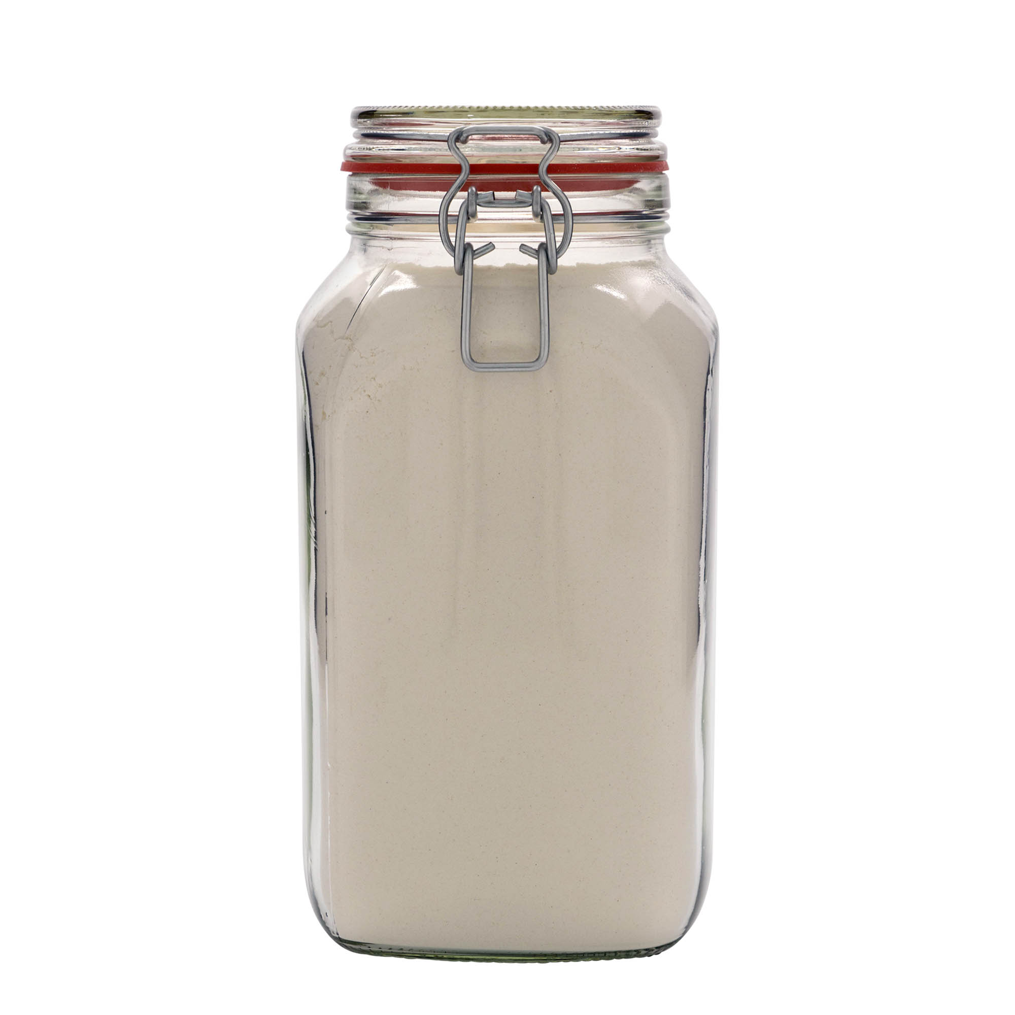 Frasco de vidro com fecho de arame 2.590 ml #, quadrado, boca: fecho de arame Frasco de vidro com fecho de arame 2.590 ml #, quadrado, boca: fecho de arame