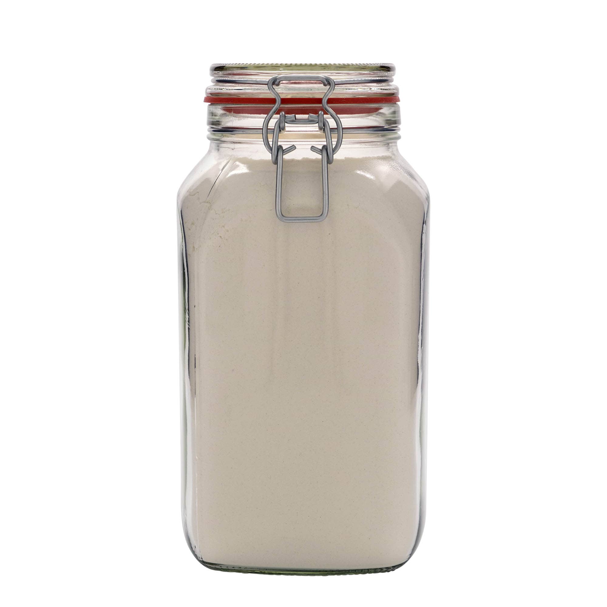 Frasco de vidro com fecho de arame 2.590 ml, quadrado, boca: fecho de arame