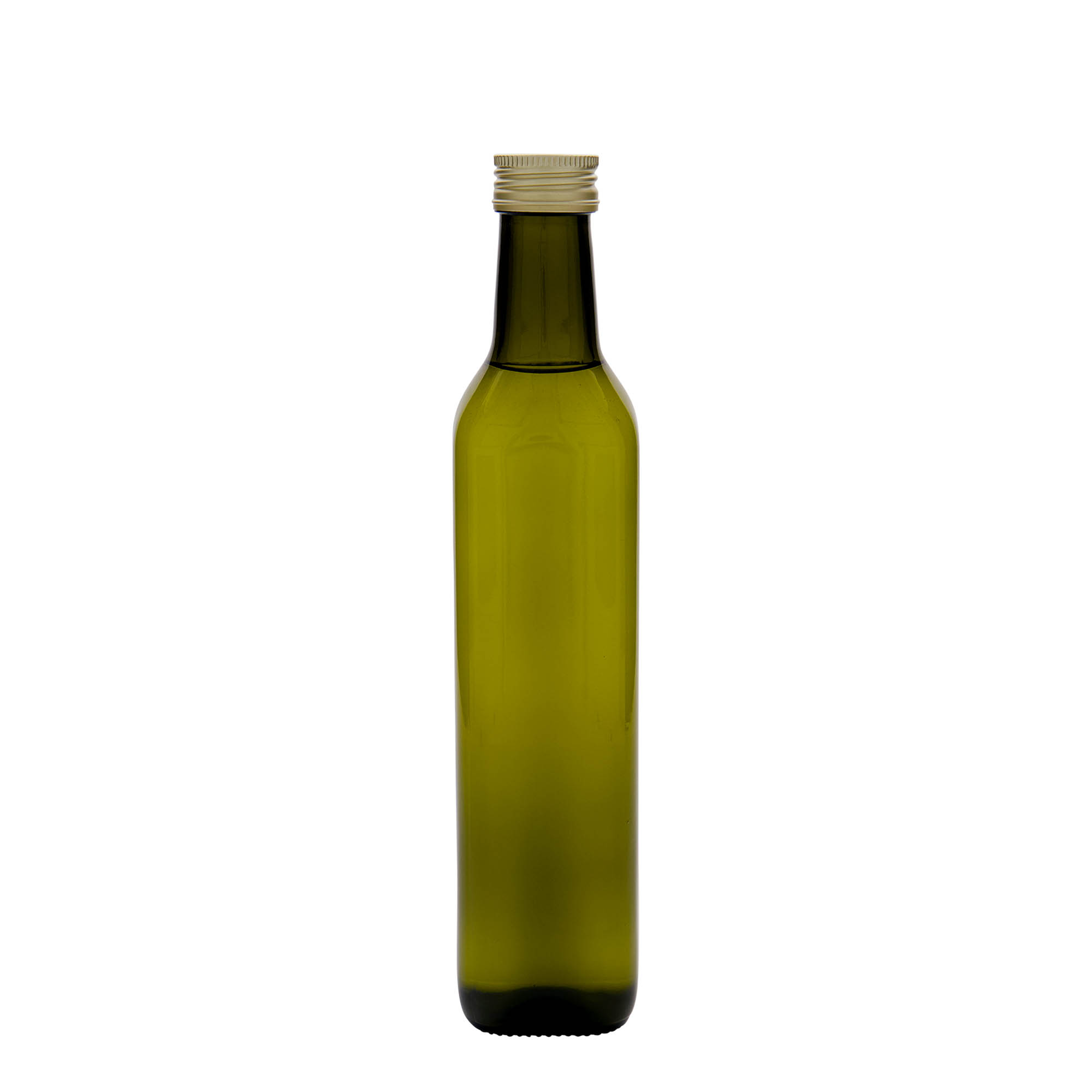 Garrafa de vidro 500 ml 'Marasca', quadrada, verde antigo, bocal: PP 31,5 Garrafa de vidro 500 ml 'Marasca', quadrada, verde antigo, bocal: PP 31,5