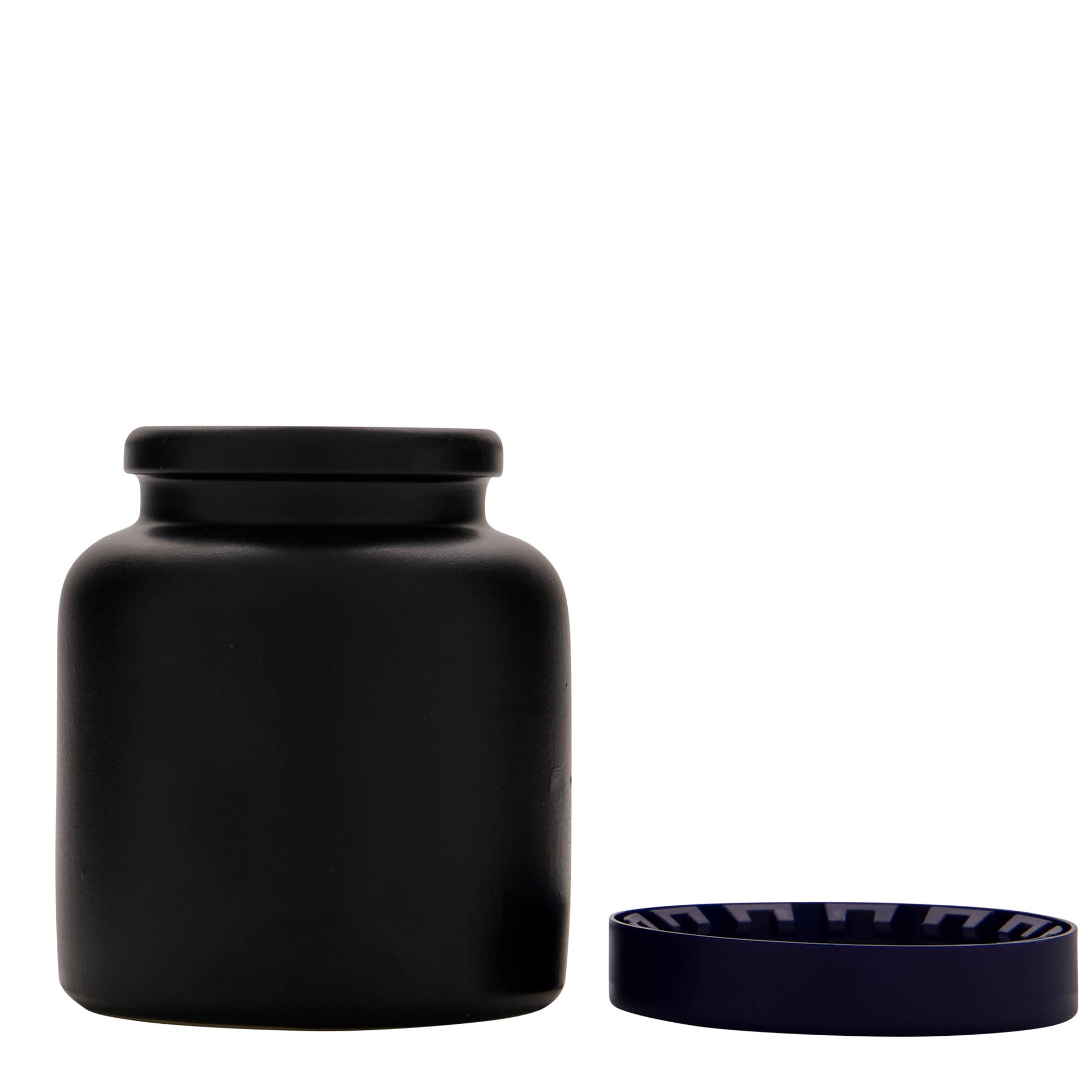 Vaso de grés de 270 ml, cerâmica, preto, boca: tampa invertida