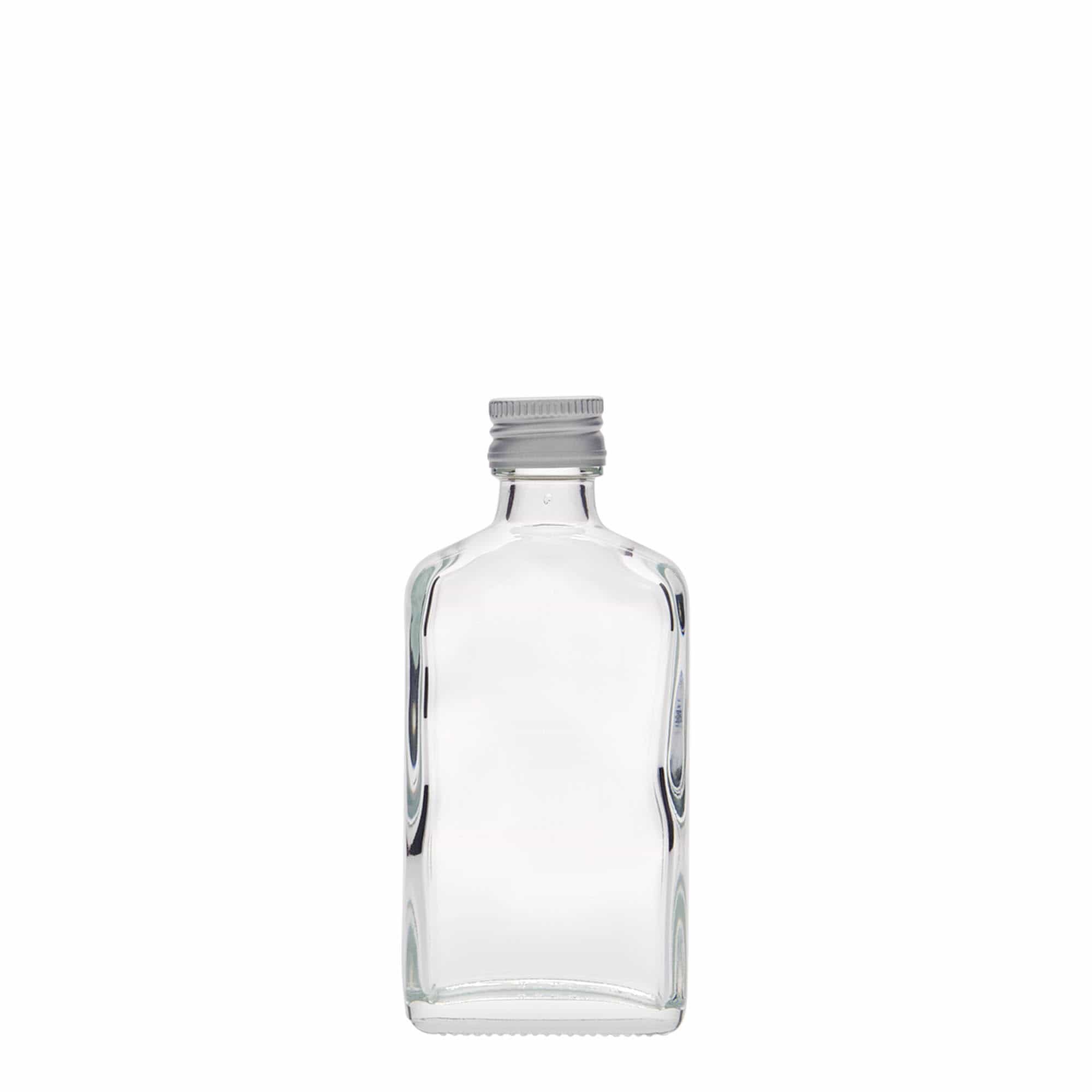 Frasco de bolso de 50 ml, retangular, vidro, bocal: PP 18