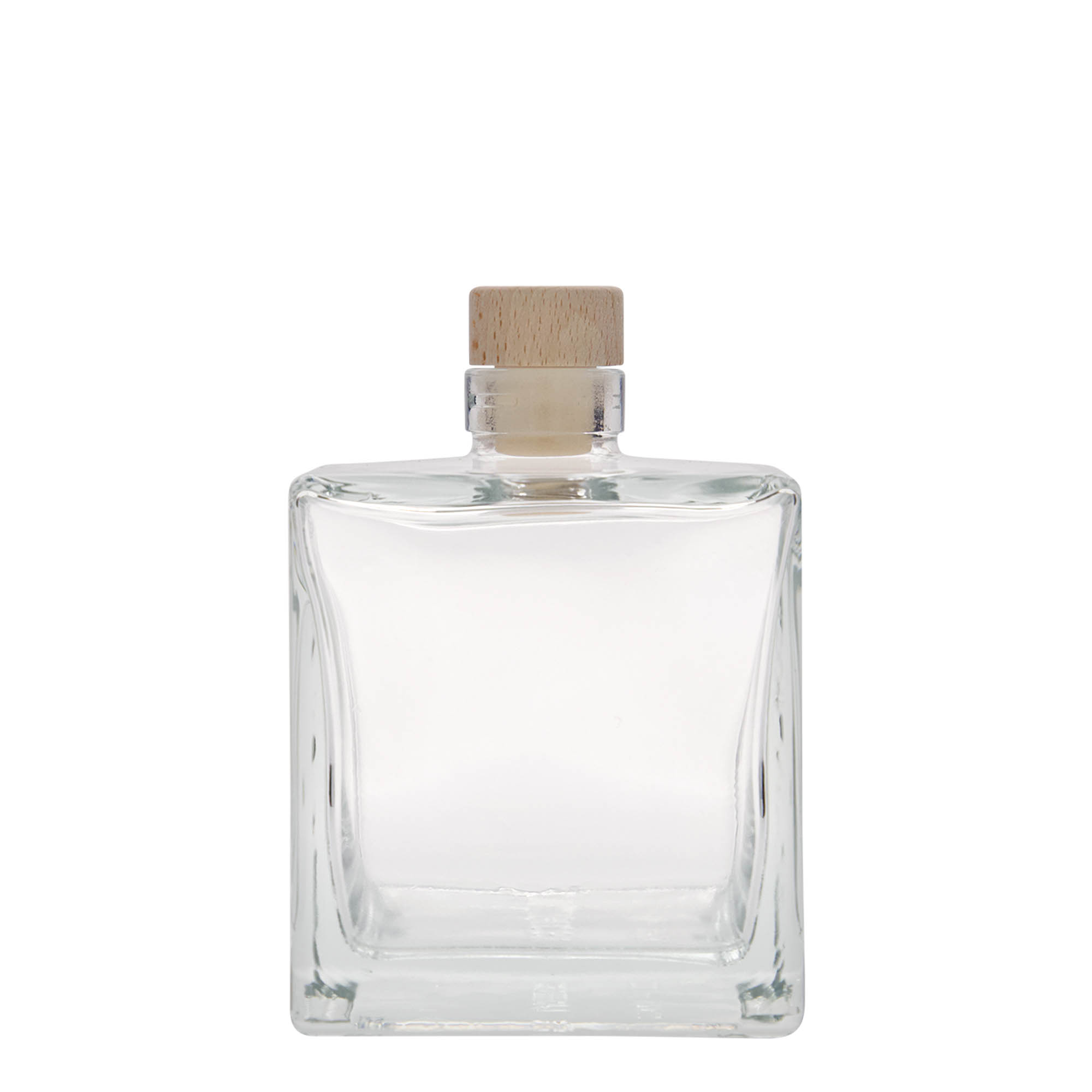 Garrafa de vidro de 500 ml 'Cube', quadrada, bocal: cortiça
