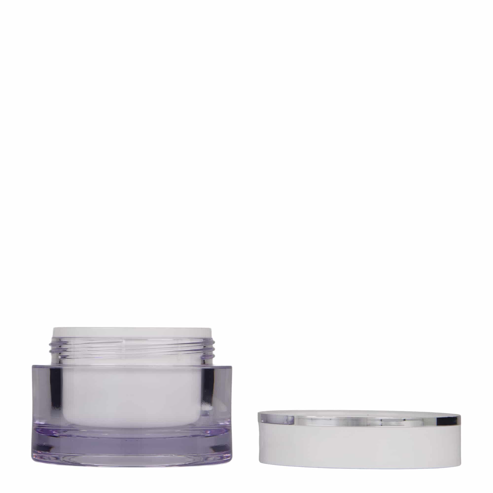 50 ml frasco, plástico SAN, branco, abertura: tampa de rosca