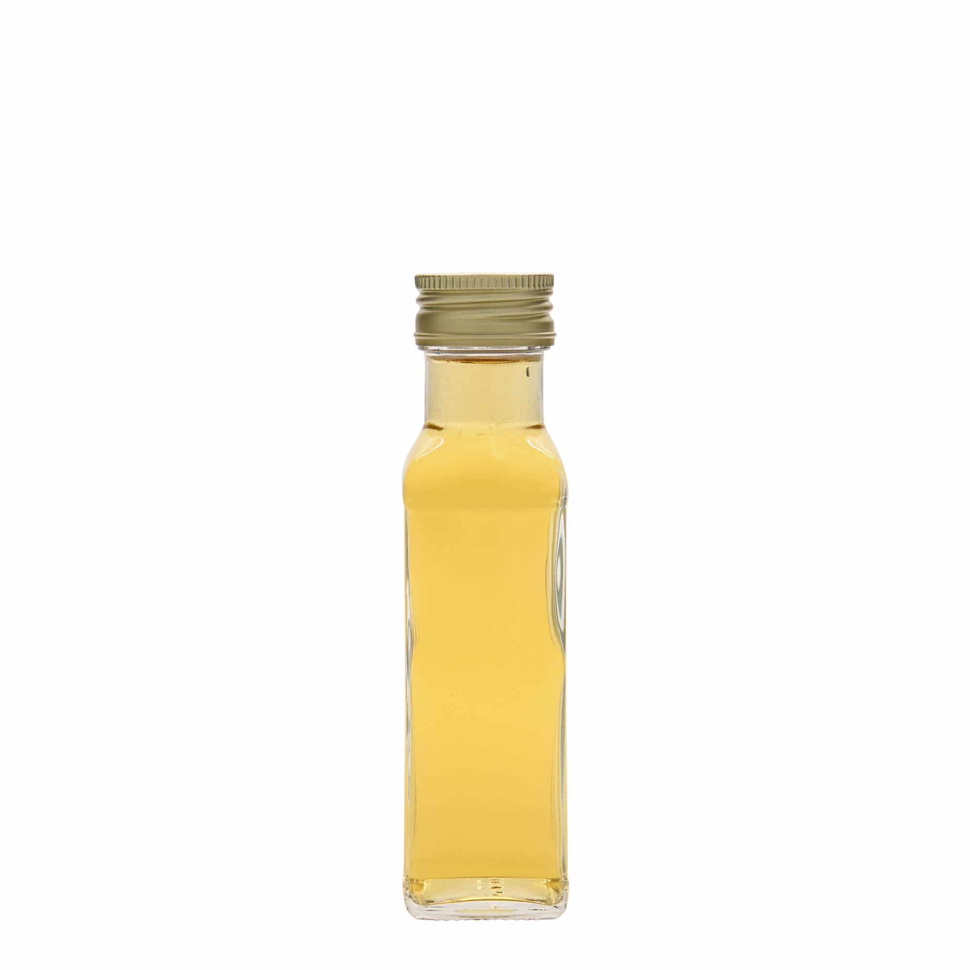100 ml Garrafa de vidro 'Marasca', quadrada, boca: PP 31,5